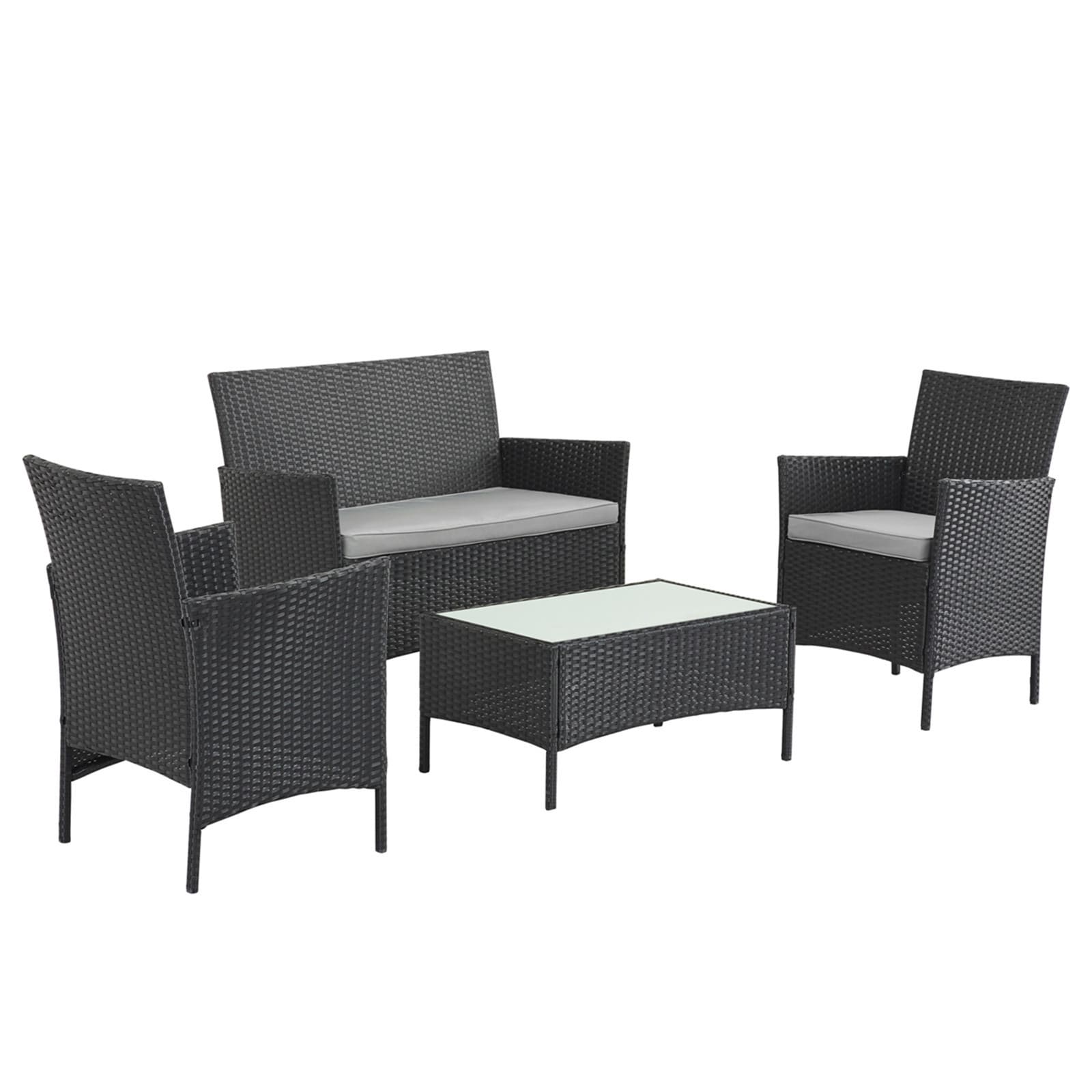 HTI-Living Outdoor M&ouml;bel Anthrazit 4-teiliges Set 