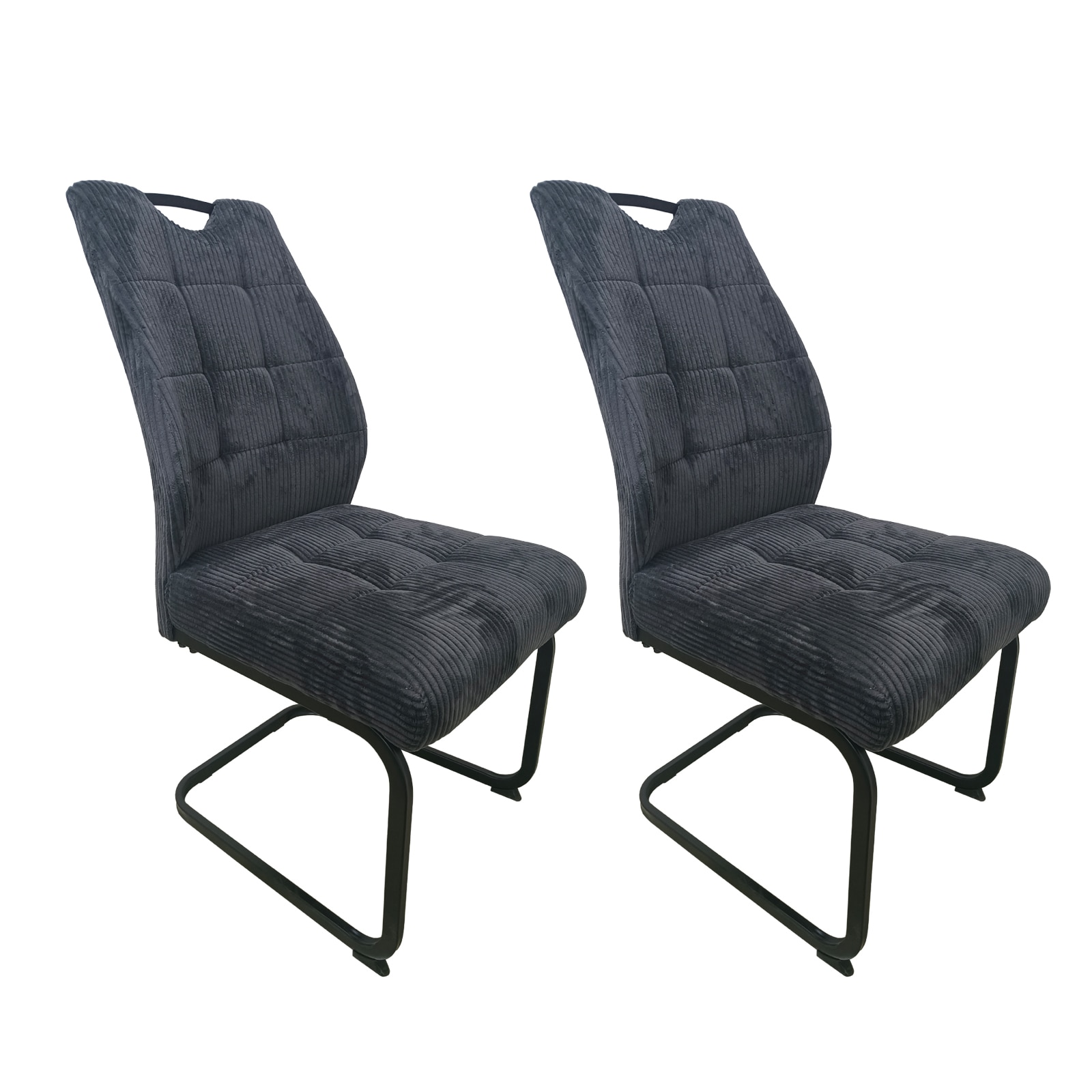 HTI-Living Schwingstuhl Marek Cord Dunkelgrau 2er-Set 