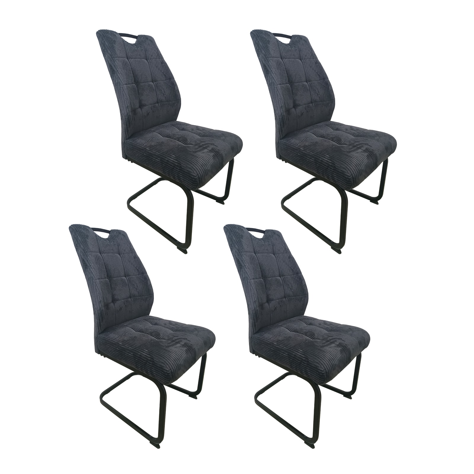 HTI-Living Schwingstuhl Marek Cord Dunkelgrau 4er-Set 