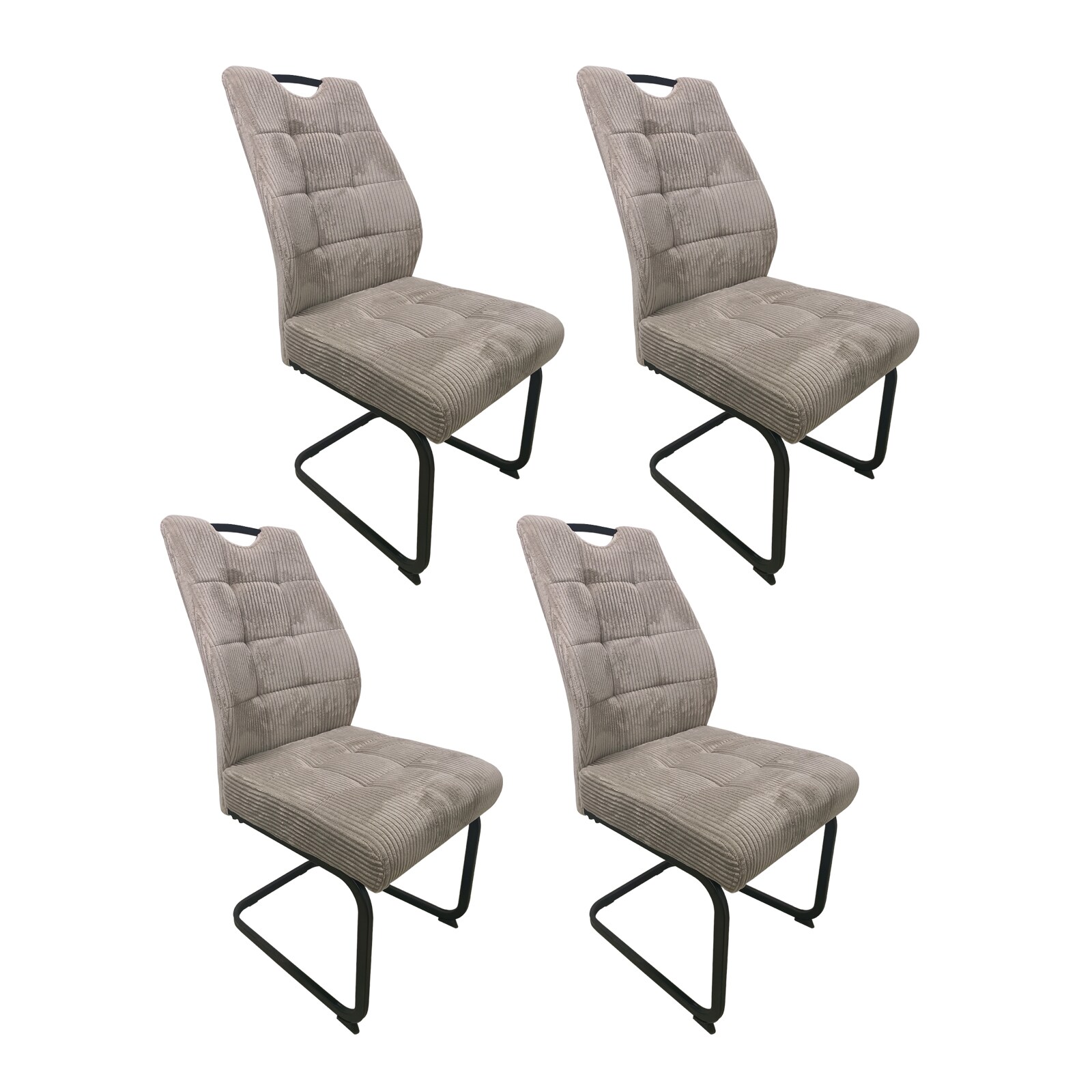 HTI-Living Schwingstuhl Marek Cord Taupe 4er-Set 