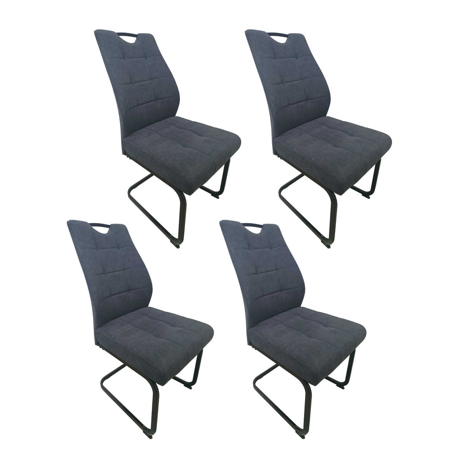 HTI-Living Schwingstuhl Marek Velvet Dunkelgrau 4er-Set 