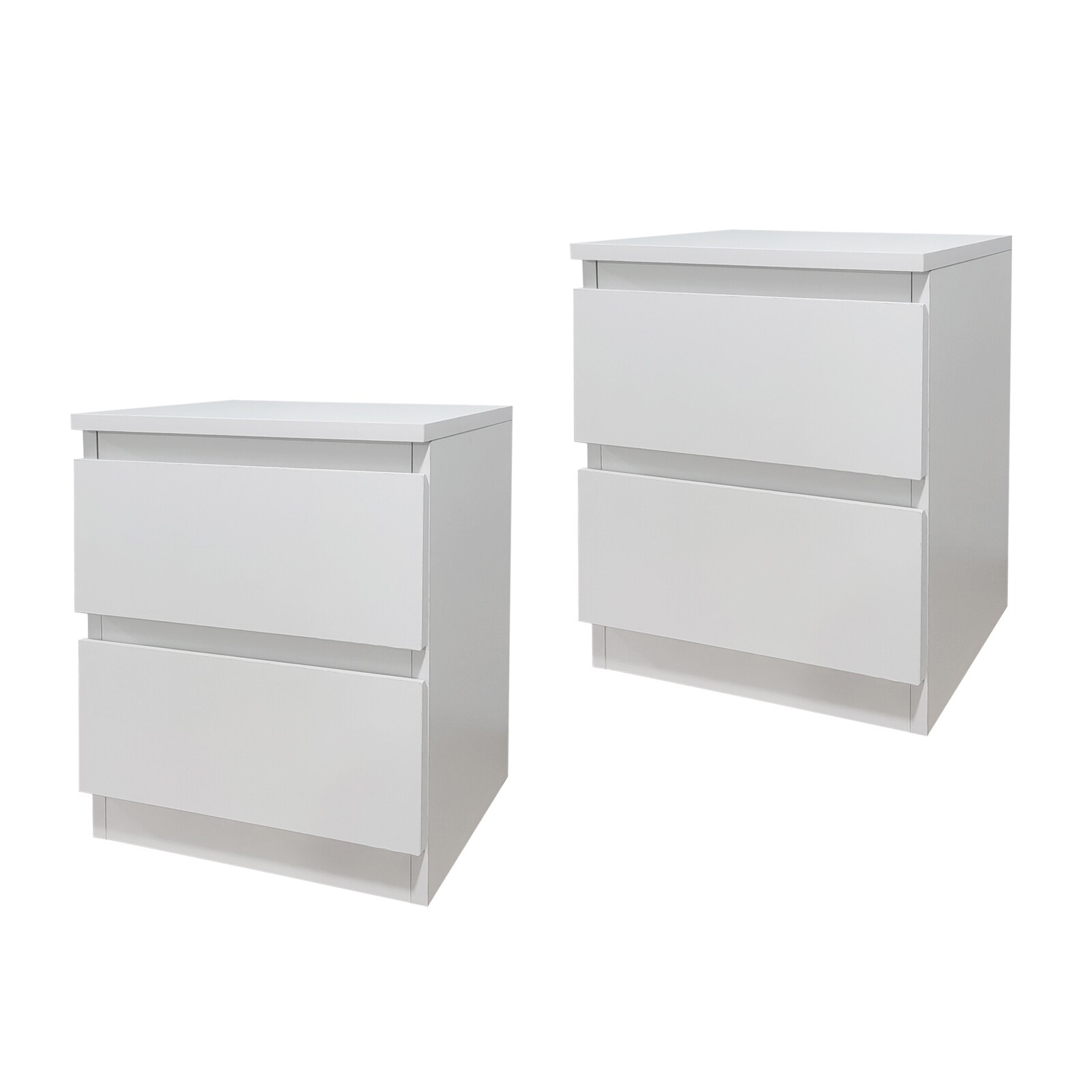 HTI-Living Nachtkommode 2er Set Wei&szlig; mit 2 grifflosen Schubladen 