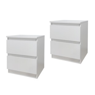 HTI-Living Nachtkommode 2er Set Weiß mit 2 grifflosen Schubladen 