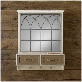 HTI-Living Wandspiegel mit Schubladen, Ablage und Haken Shabby Chic im Landhausstil 