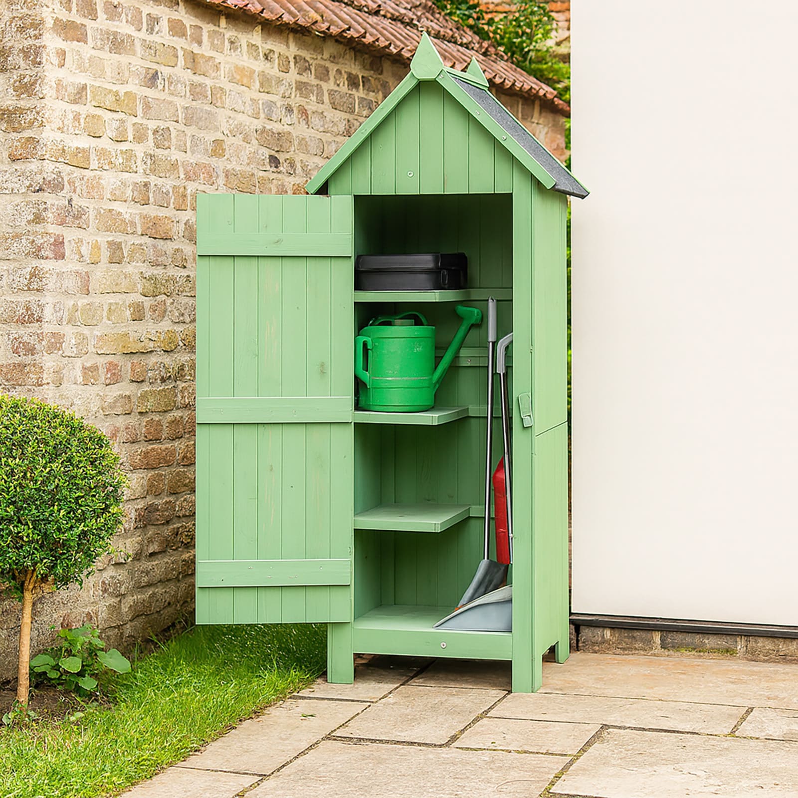 HTI-Living Gartenger&auml;teschrank aus Holz Praktischer Stauraum f&uuml;r Garten und Terrasse 