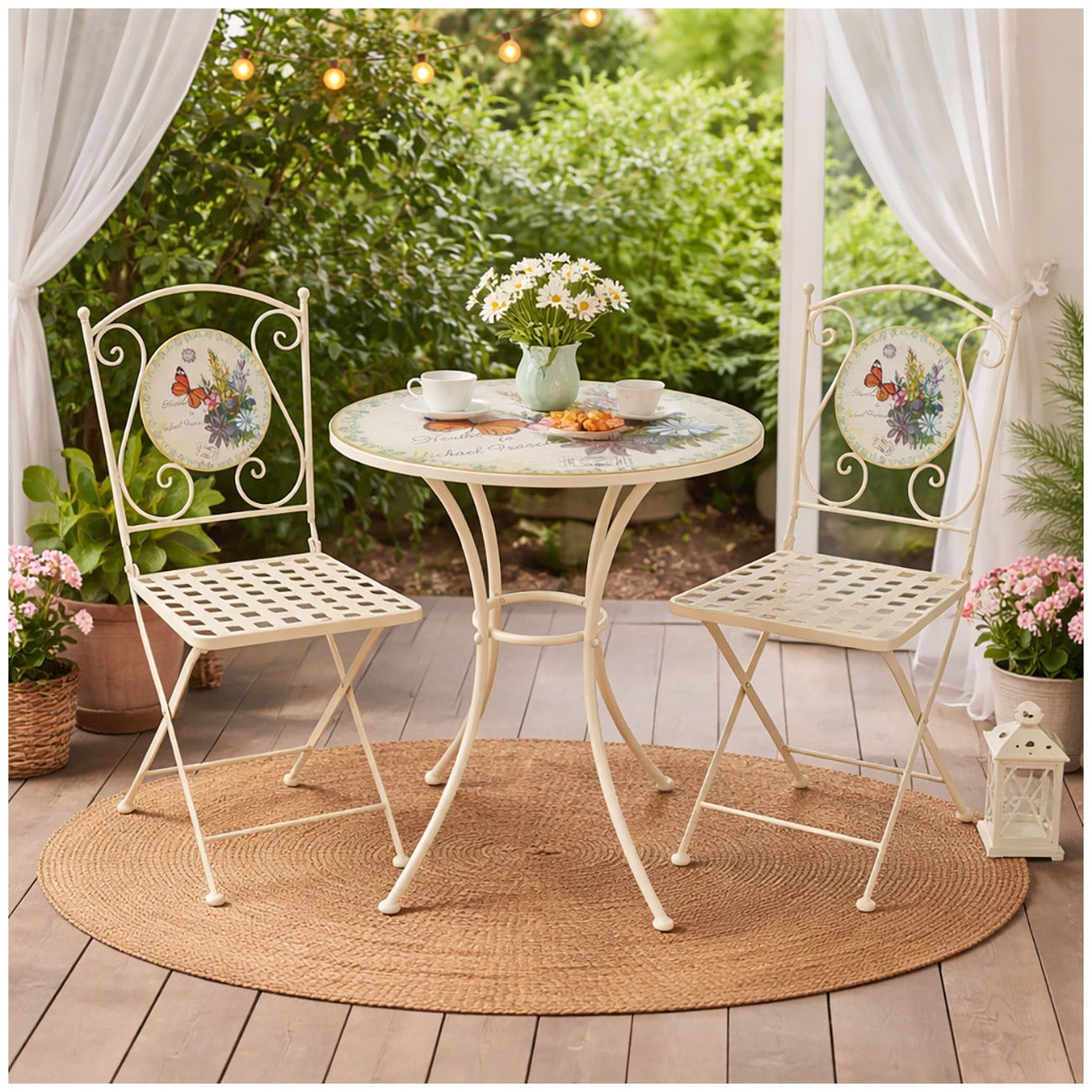 HTI-Living Tisch und 2 St&uuml;hle Celia Schmetterling 