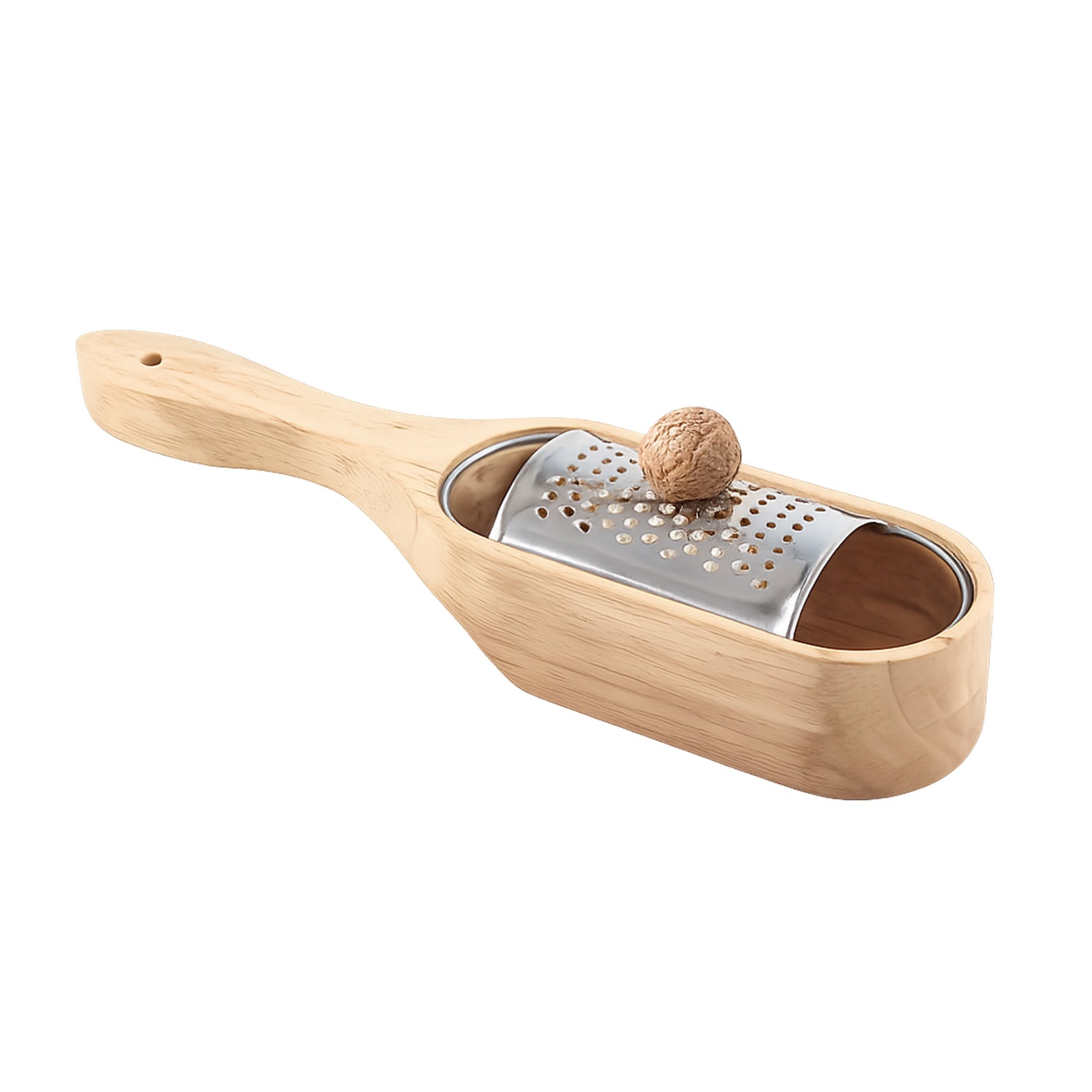 Muskatreibe Holz Edelstahl Gew&uuml;rzreibe aus Gummiholz mit Stahlreibe 
