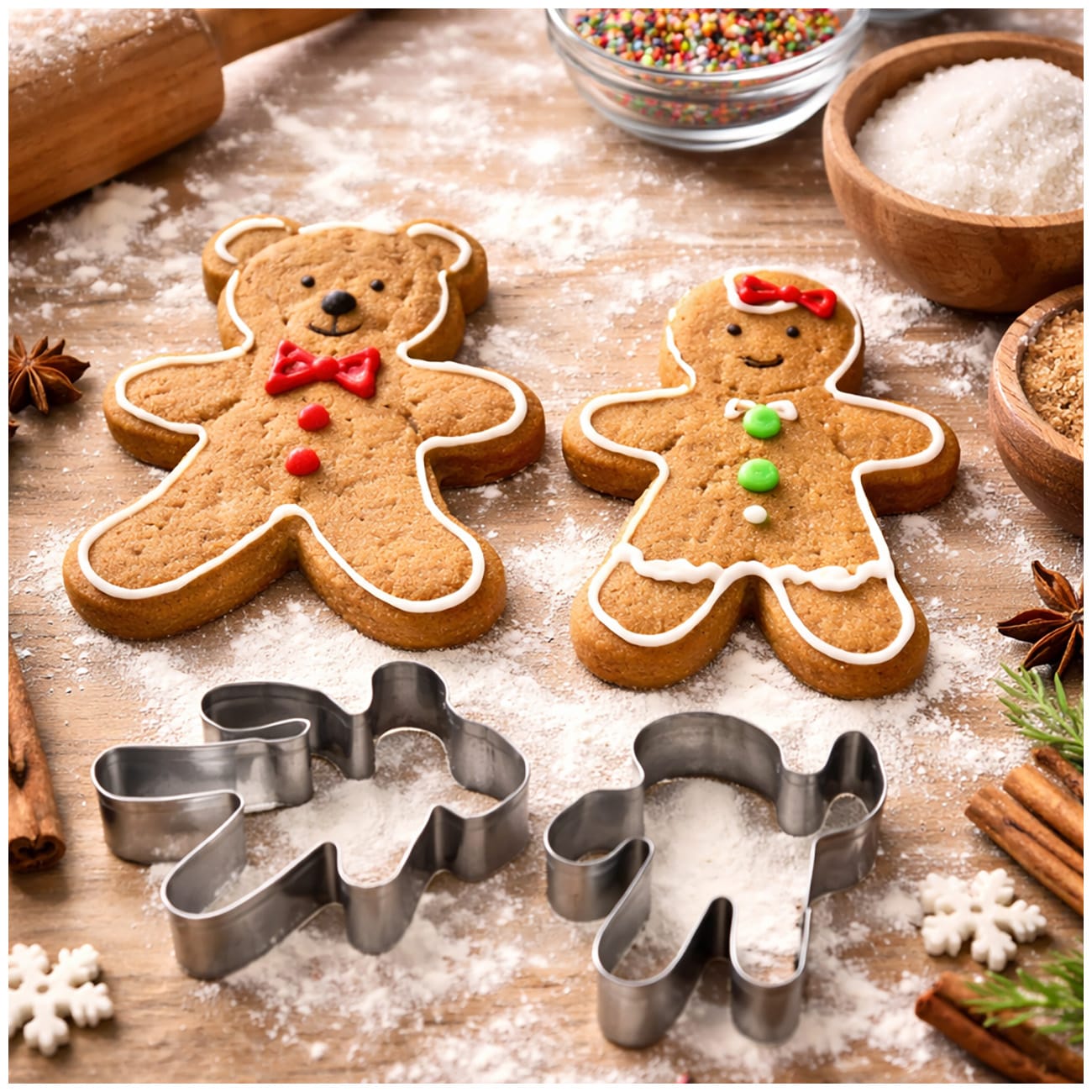 neuetischkultur Pl&auml;tzchenausstecher Set Kind und Teddy Edelstahl Ausstechformen 2er 