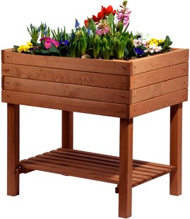 Hochbeet "Kubus" mit Ablage inkl. Pflanzfolie, braun 80 x 60 x 80 cm 