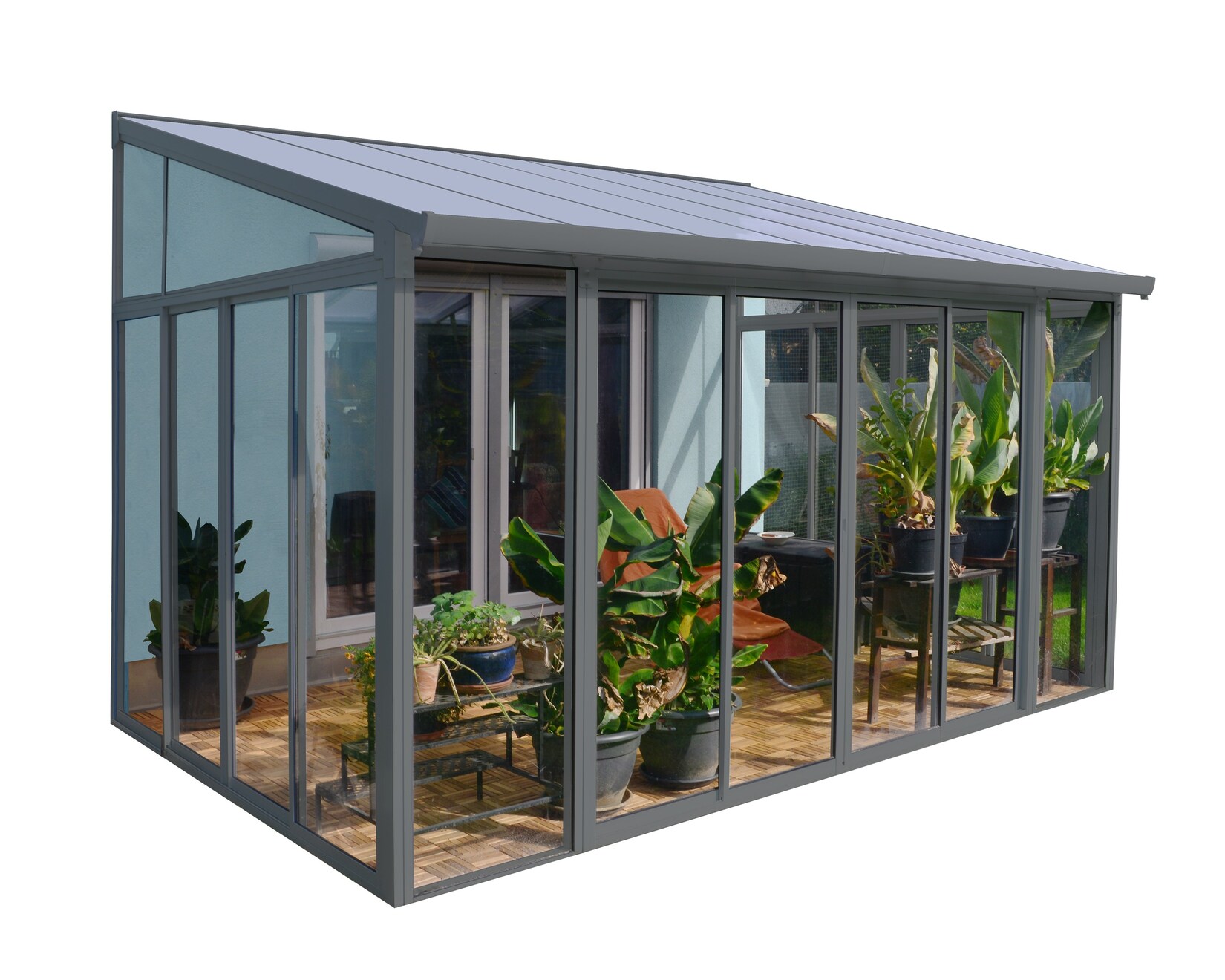 Palram - Canopia SanRemo 3x4.25 Wintergarten, anthrazit in cm 295x425x212 (LxBxH)