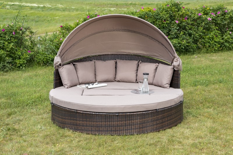 Merxx Relaxinsel Riva braun taupe Loungem&ouml;bel Gartenbett Gartenliege 