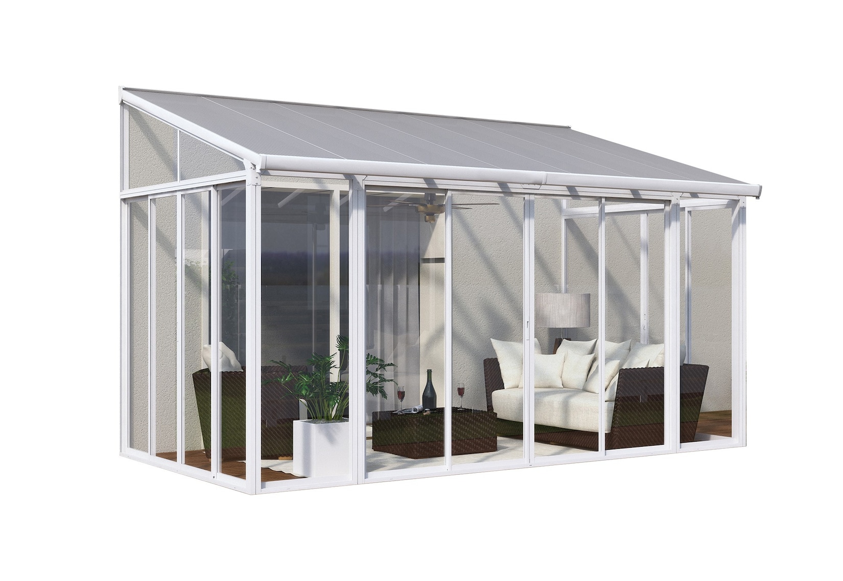 Palram - Canopia SanRemo Wintergarten, weiß in cm H 285-310 cm x B 295 cm x T 430 cm