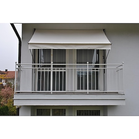 Angerer Klemmmarkise Balkonmarkise Balkon Markise beige 250cm breit Handkurbel 