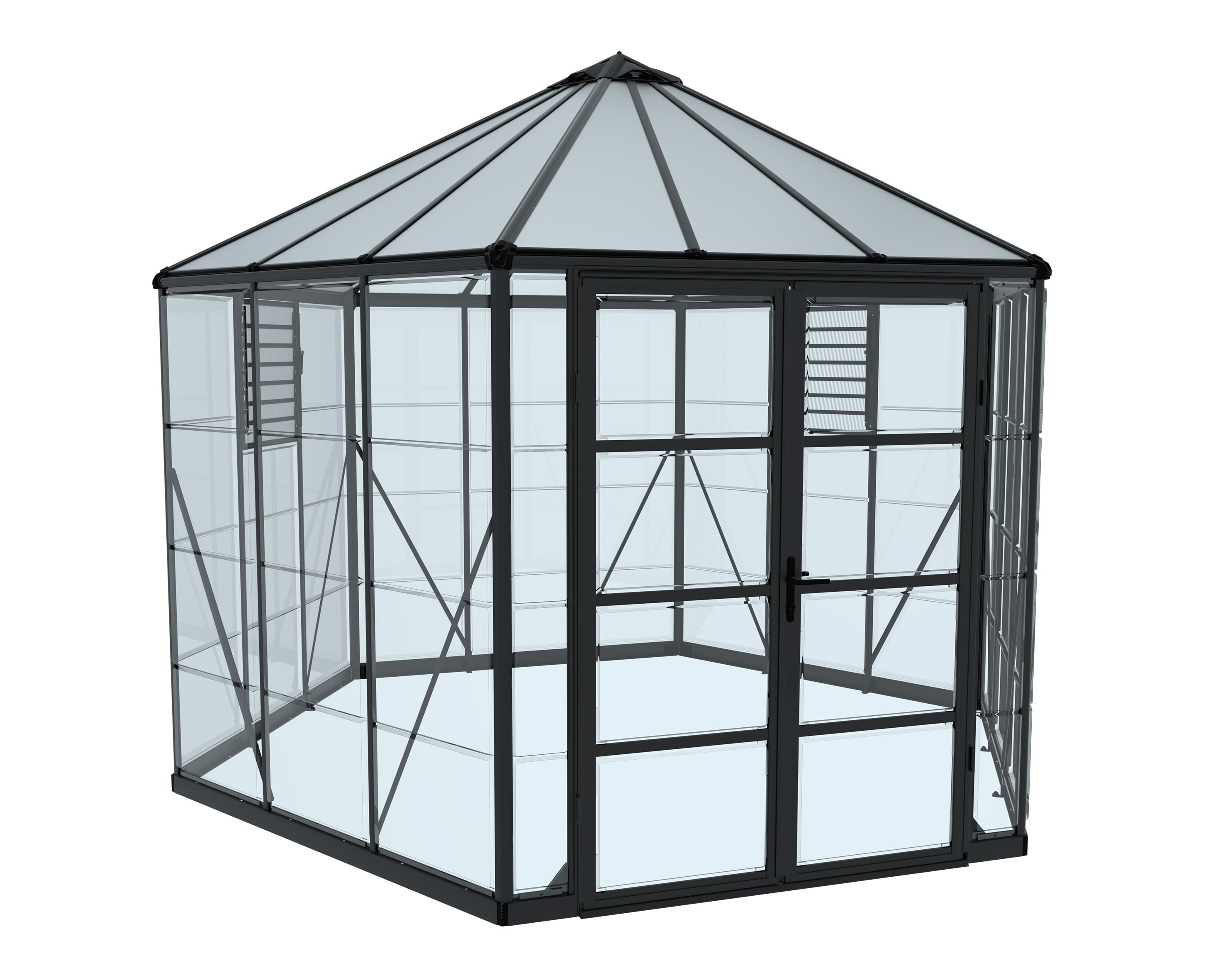 Palram - Canopia | Oasis 3.6x3.2 Gew&auml;chshaus rund, Gew&auml;chshaus hexagon, glas pavillon 