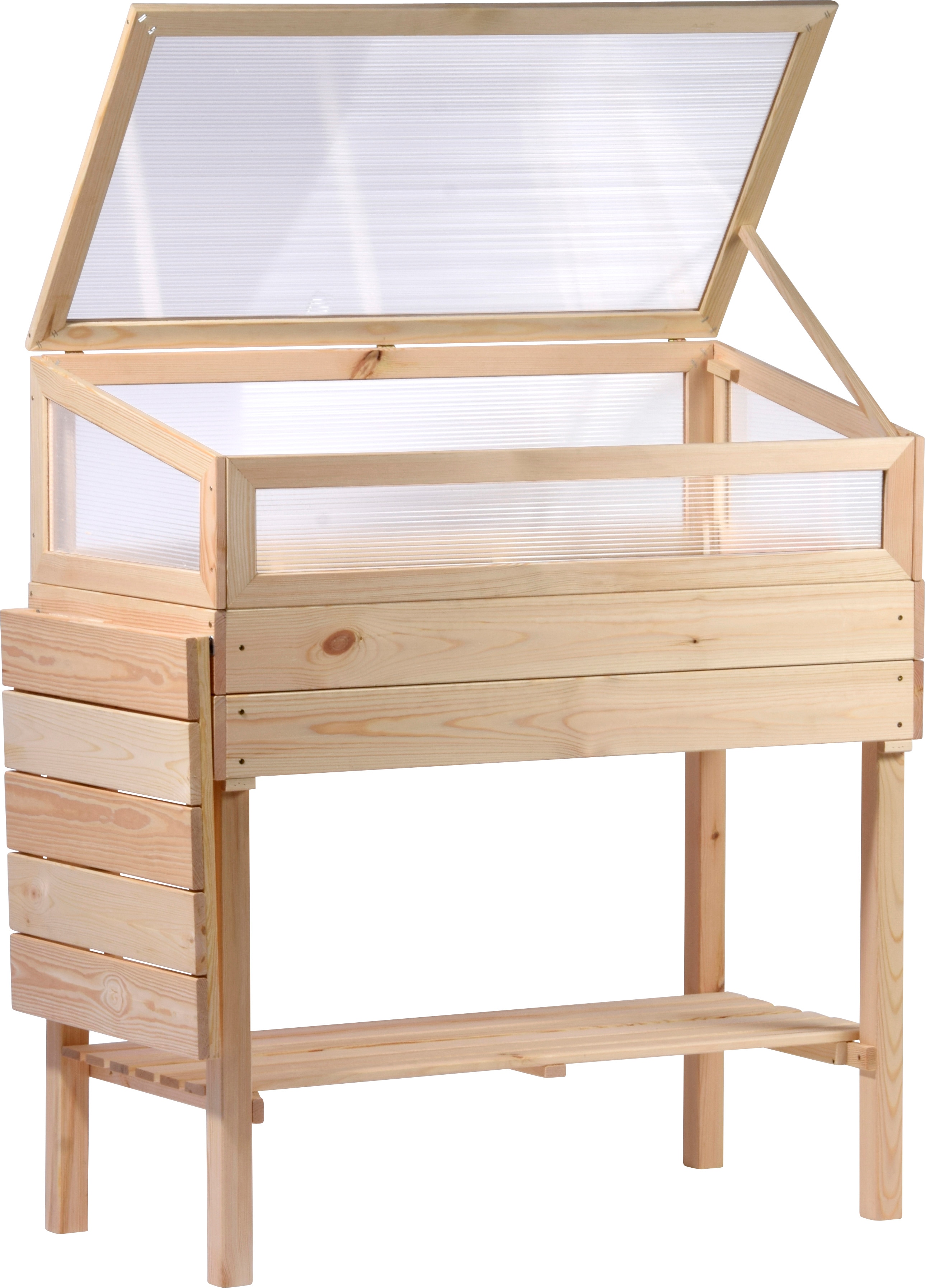 dobar Hochbeet mit Polycarbonat-Aufsatz und Ablagefl&auml;che M 