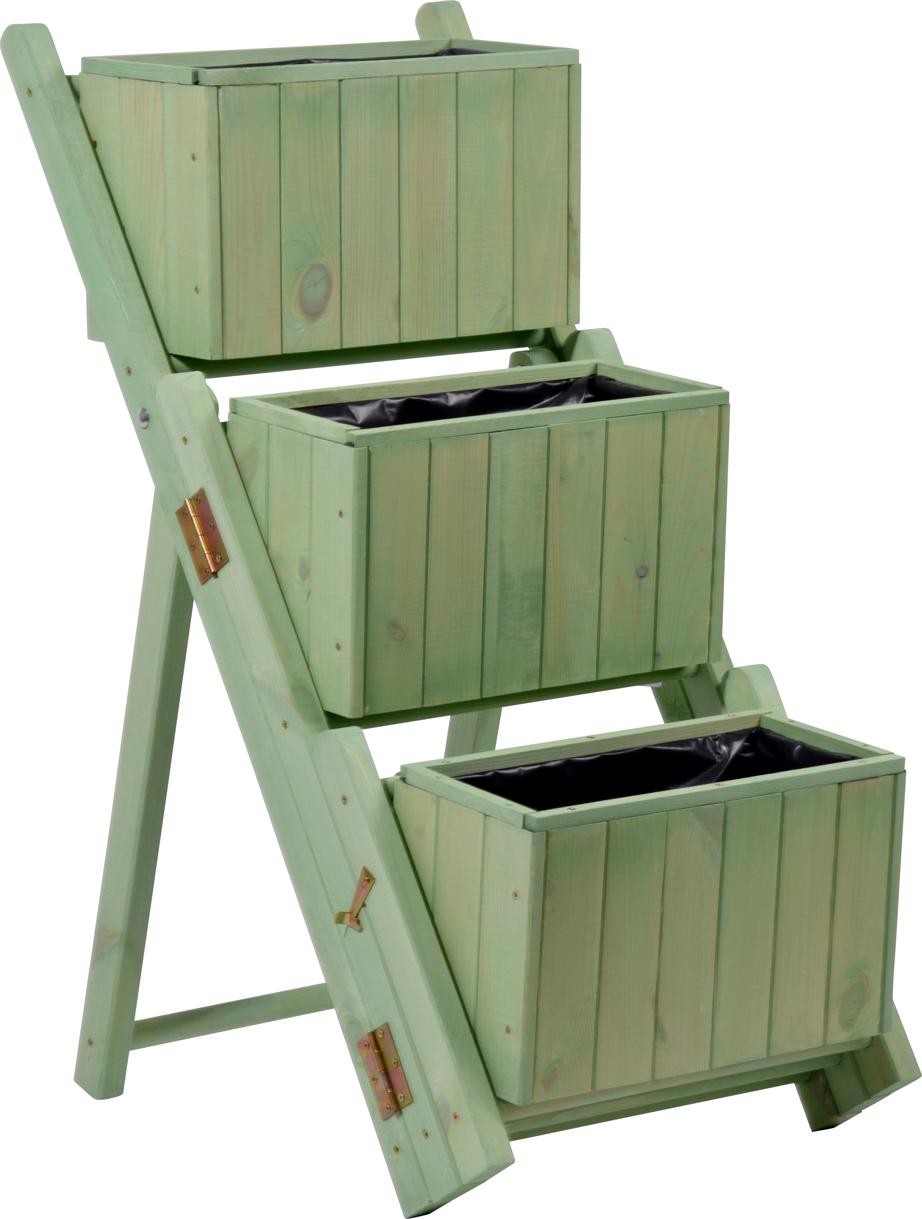 dobar Ausklappbare Pflanztreppe mit 3 Pflanzk&auml;sten mintgr&uuml;n 