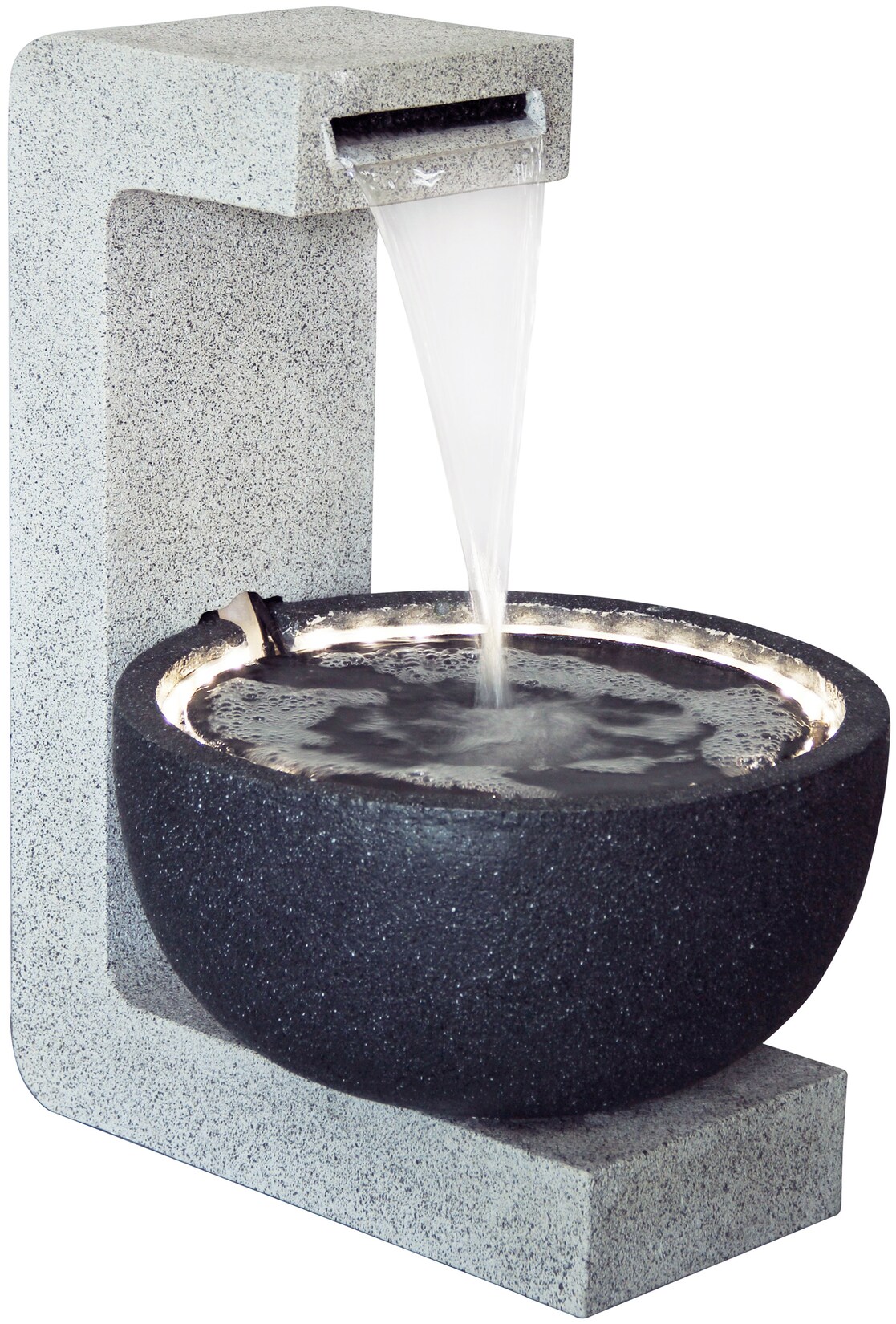 dobar Runder Design-Gartenbrunnen mit LED´s