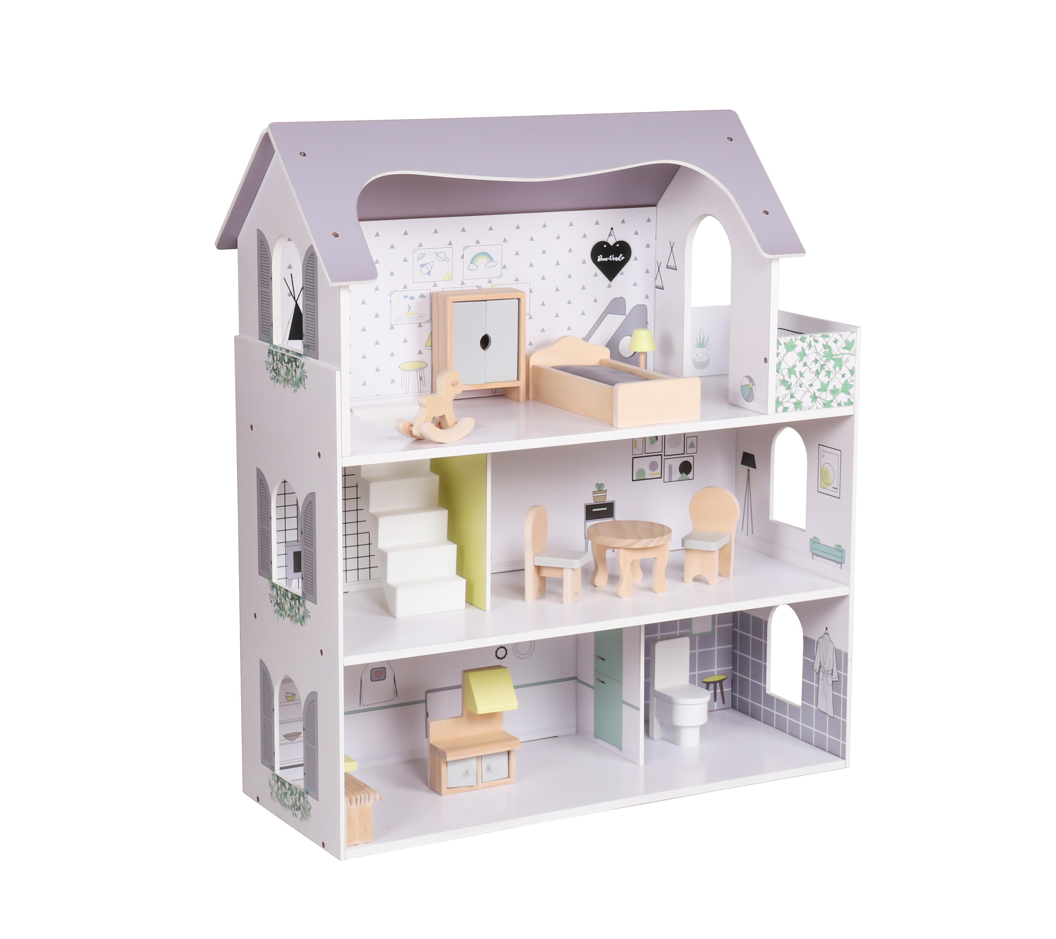 Coemo Puppenhaus Anna Villa m&ouml;bliert 3 Etagen 