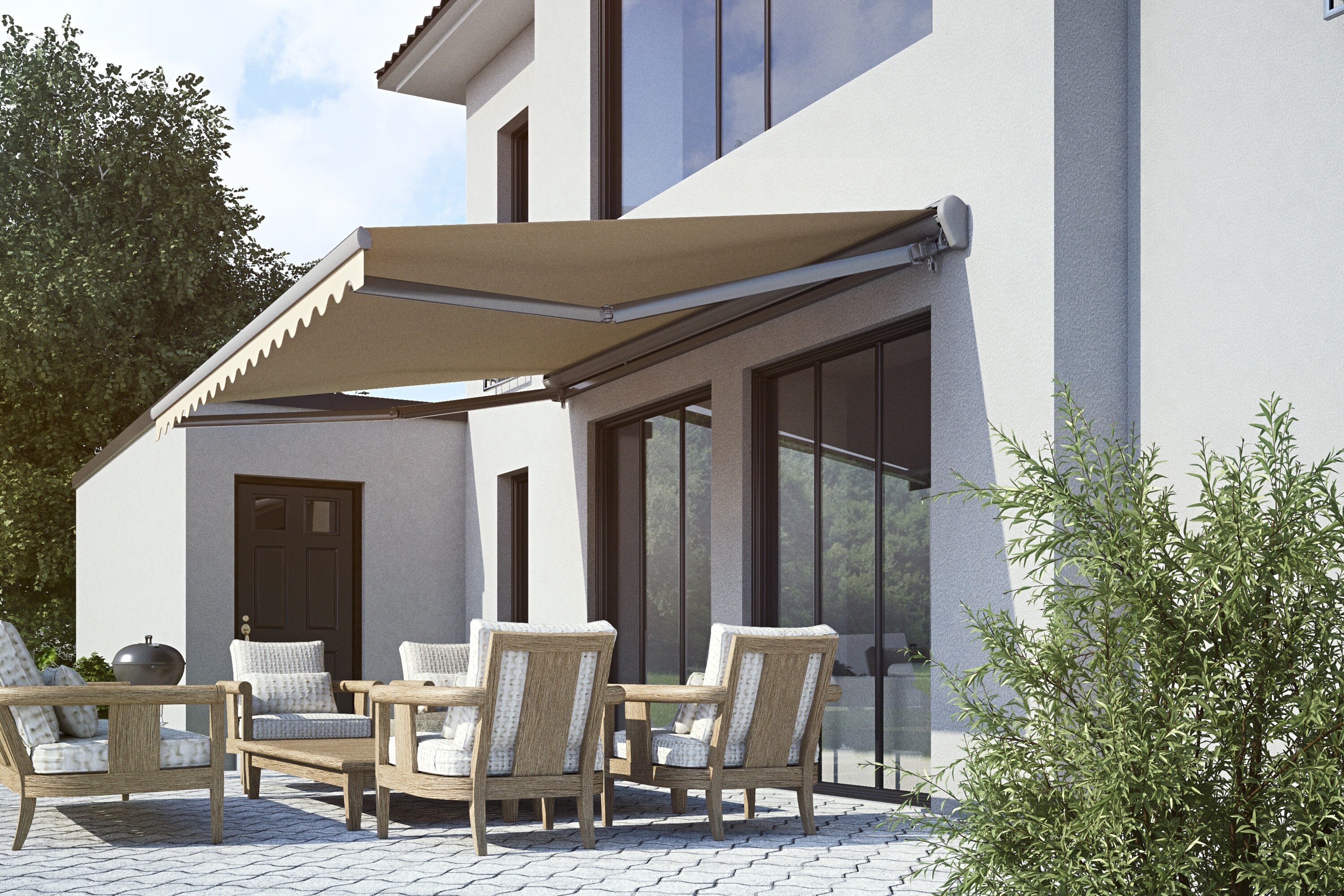 Spettmann Halbkassette SUN LED anthrazit 400x300 cm Khaki rechts 