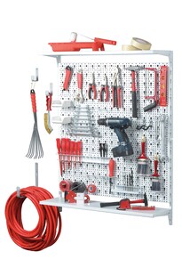 Element System Werkzeugwand mit Abstellregal 72tlg. weiß Lochwand Werkstattordnung 