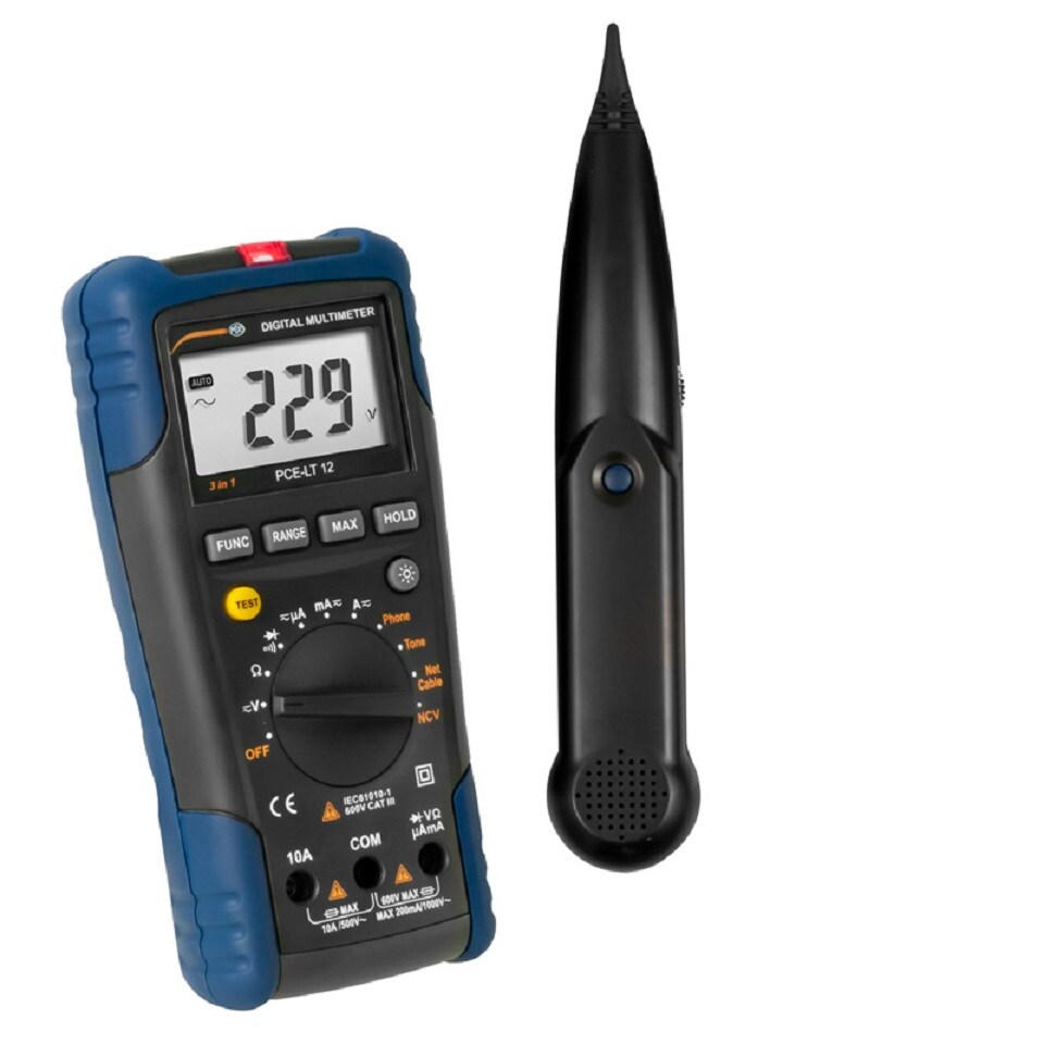 PCE LAN Tester PCE-LT 12 Amperemeter kontaktlose Spannungserkennung Messgerät