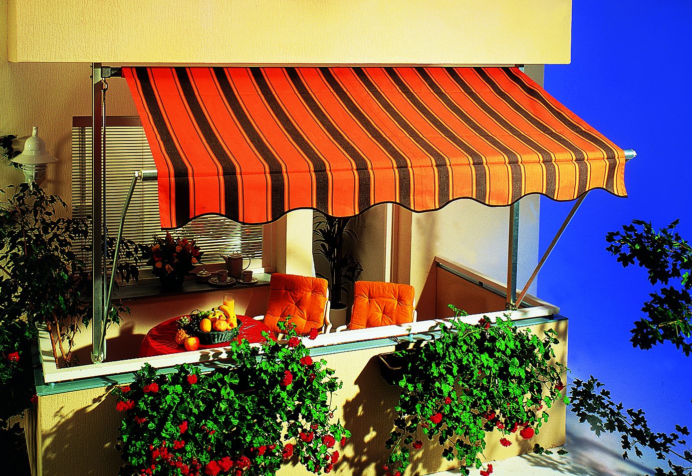 Spettmann Fallarmmarkisen Gestell silber, 300x160 cm Dessin 5961 orange/braun 