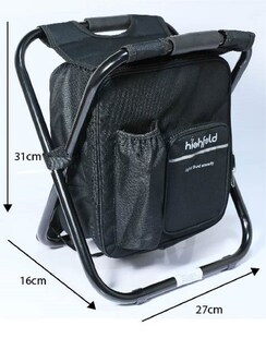 highfeld® Sitzrucksack Ansitzrucksack mit Hocker black Campinghocker Angelhocker Falthocker 