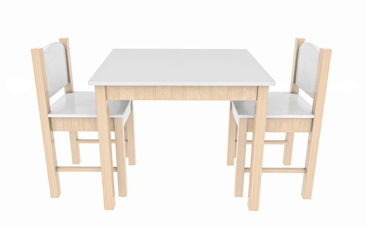 Coemo 3tlg. Kindersitzgruppe Stefano Wei&szlig; 1 Tisch 2 St&uuml;hle 