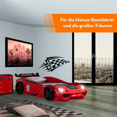TRAUMMÖBEL Autobett TURBO V2 Rot Kinderbett im Rennwagen-Design mit  Lattenrost bei Marktkauf online bestellen