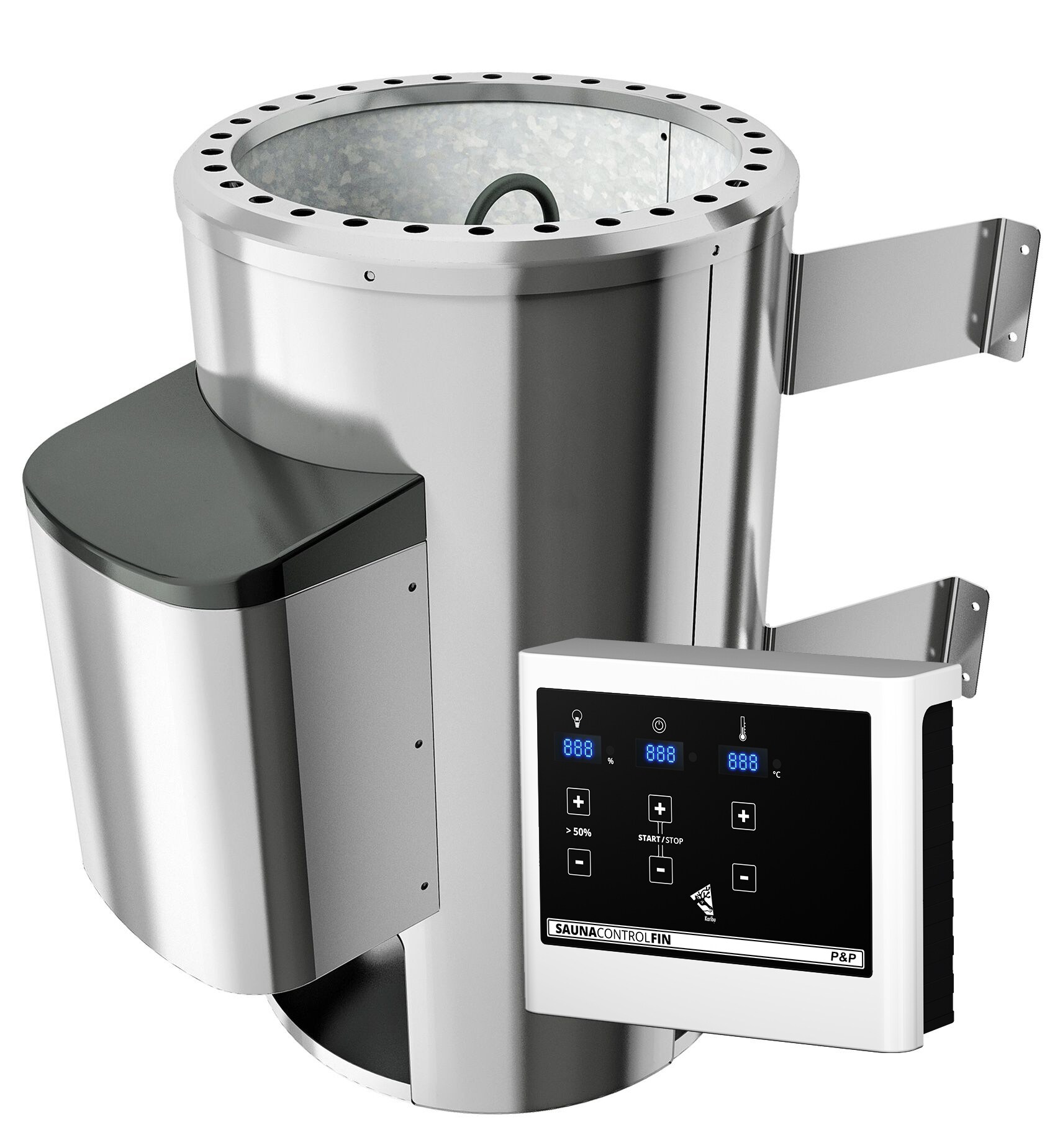 Karibu Saunaofen 3,6 kW PnP SET mit Steinen und Strg. Easy 