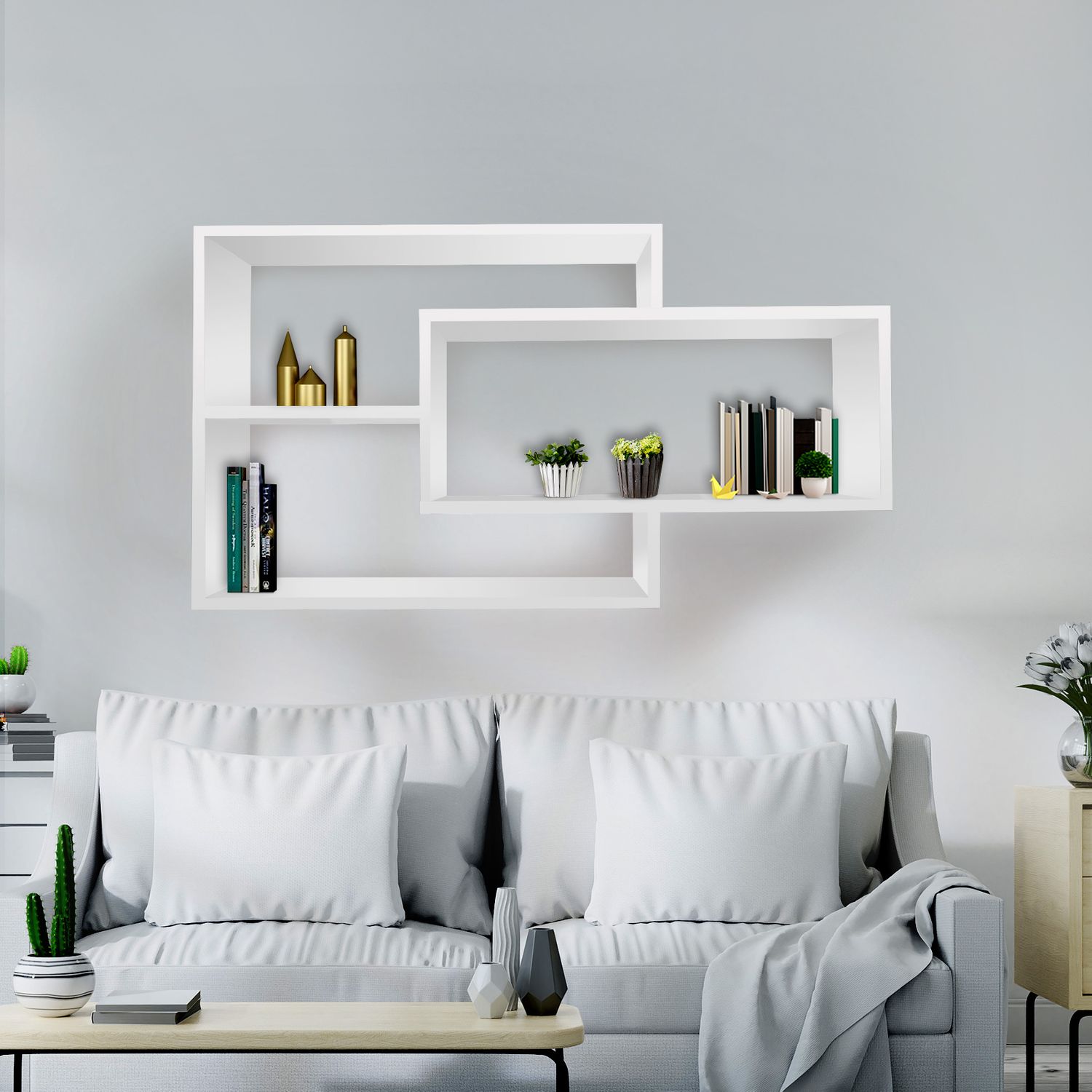 TRAUMM&Ouml;BEL Wandregal KARO H&auml;ngeregal Wei&szlig; 