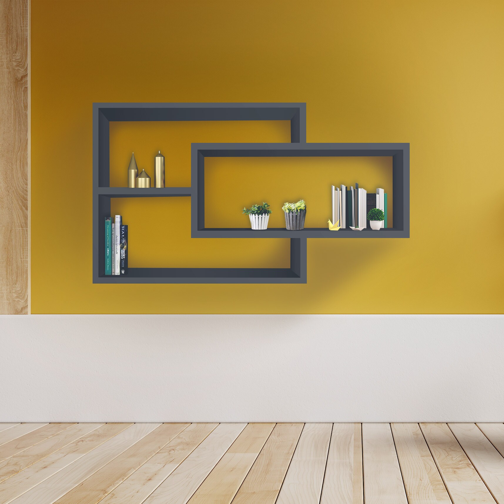 TRAUMM&Ouml;BEL Wandregal KARO Schweberegal Anthrazit 