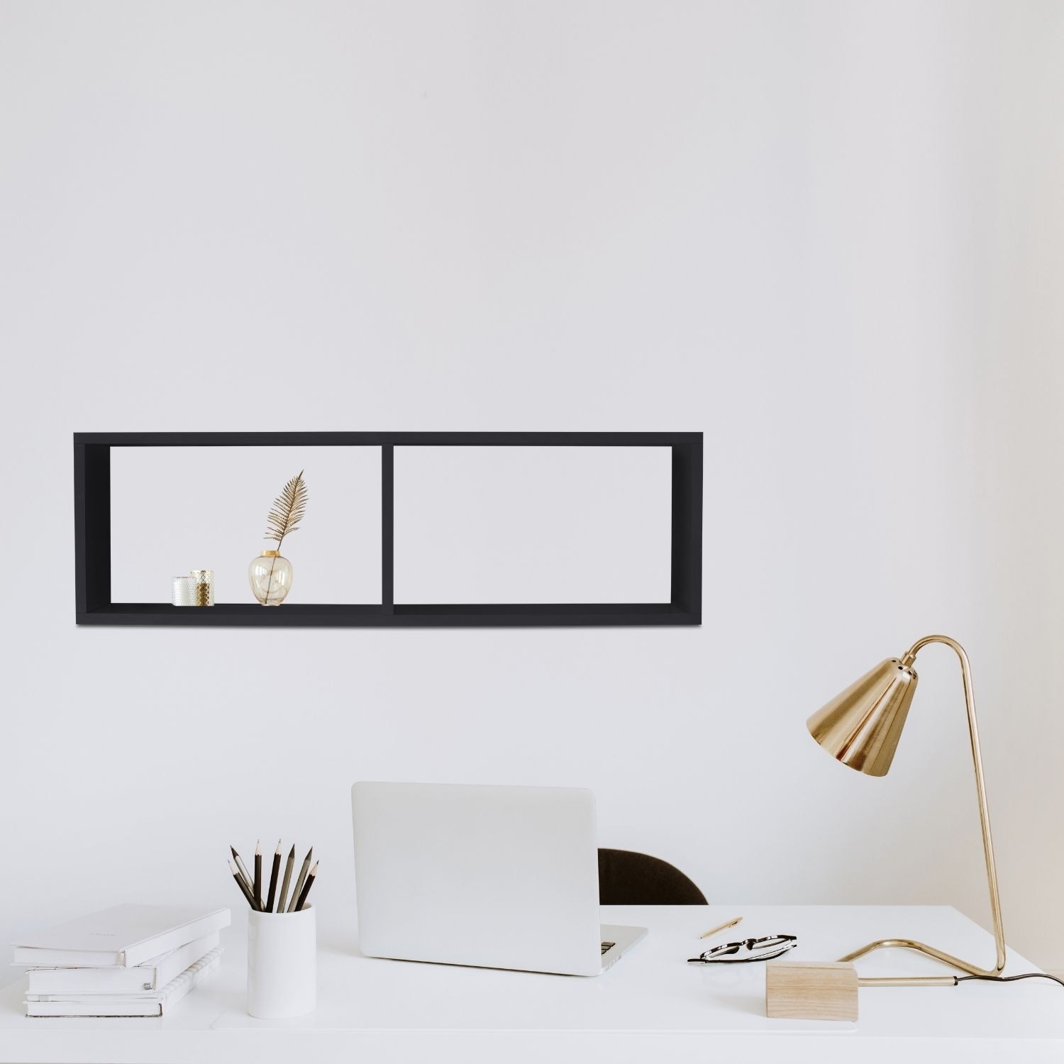 TAUMM&Ouml;BEL Wandregal COMPACT Schweberegal aus Holz mit 2 F&auml;chern Schwarz 