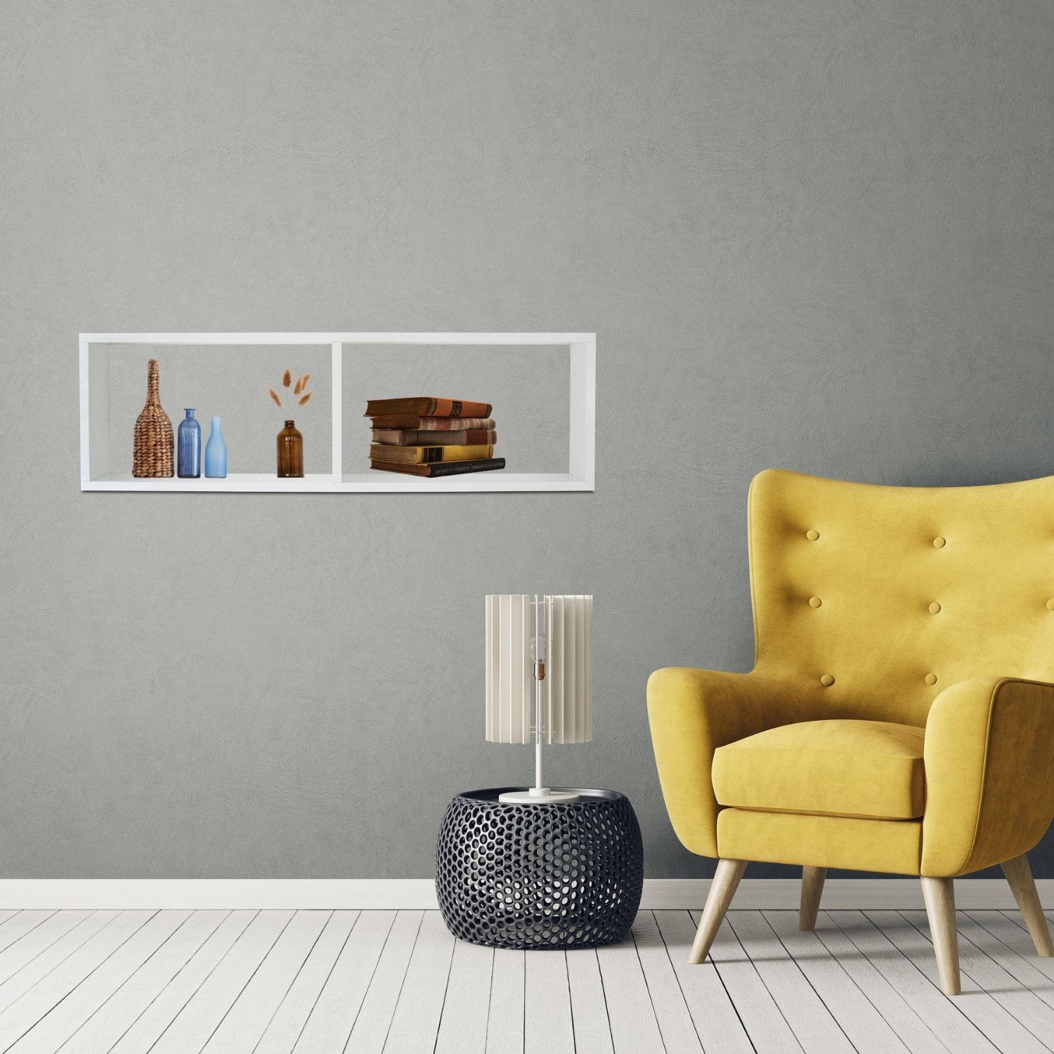 TRAUMM&Ouml;BEL Wandregal COMPACT Schweberegal aus Holz mit 2 F&auml;chern Wei&szlig; 