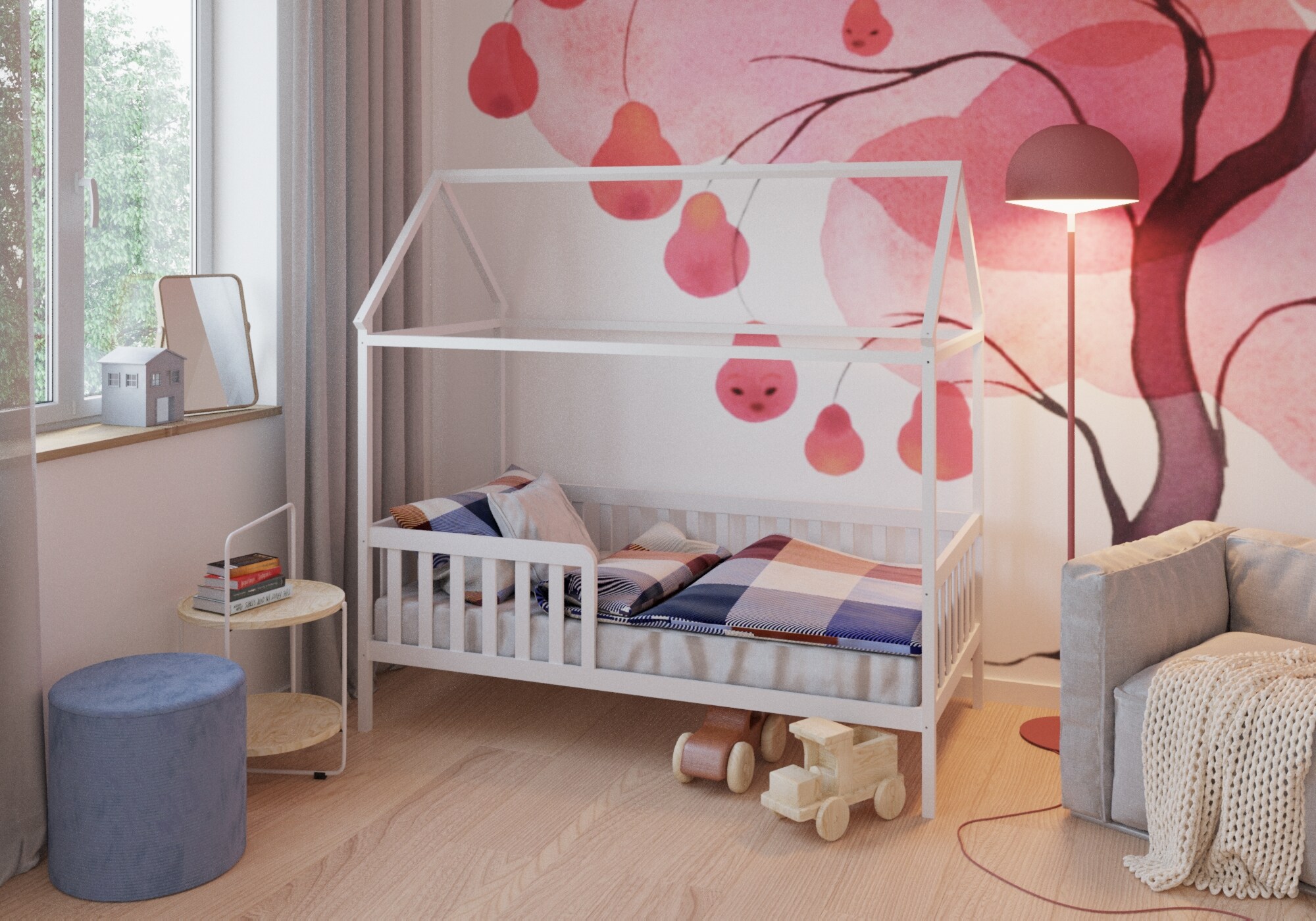 Coemo Hausbett HOME mit Lattenrost, Rausfallschutz 80x160 cm 