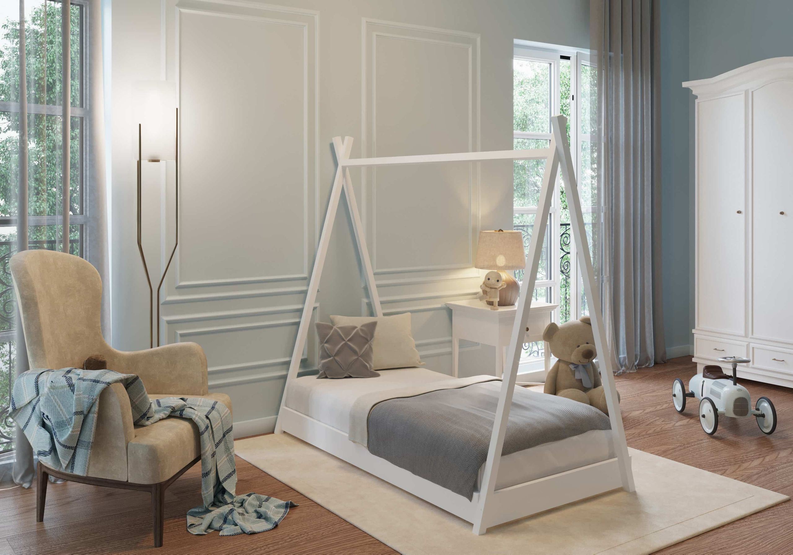 Coemo Hausbett CAMP 80x160 cm Zeltbett mit Lattenrost 