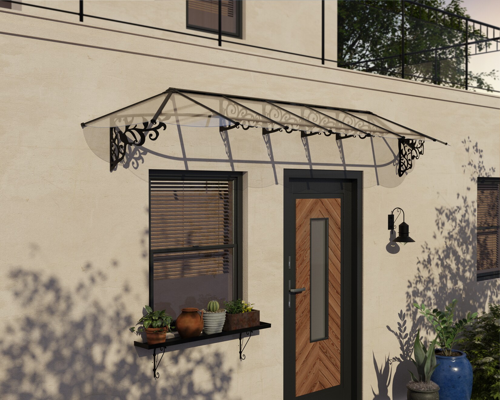 7'1 x 2'11 Palram Canopia Lily 2130 Black Clear Door Canopy (2.16m x 0.88m)