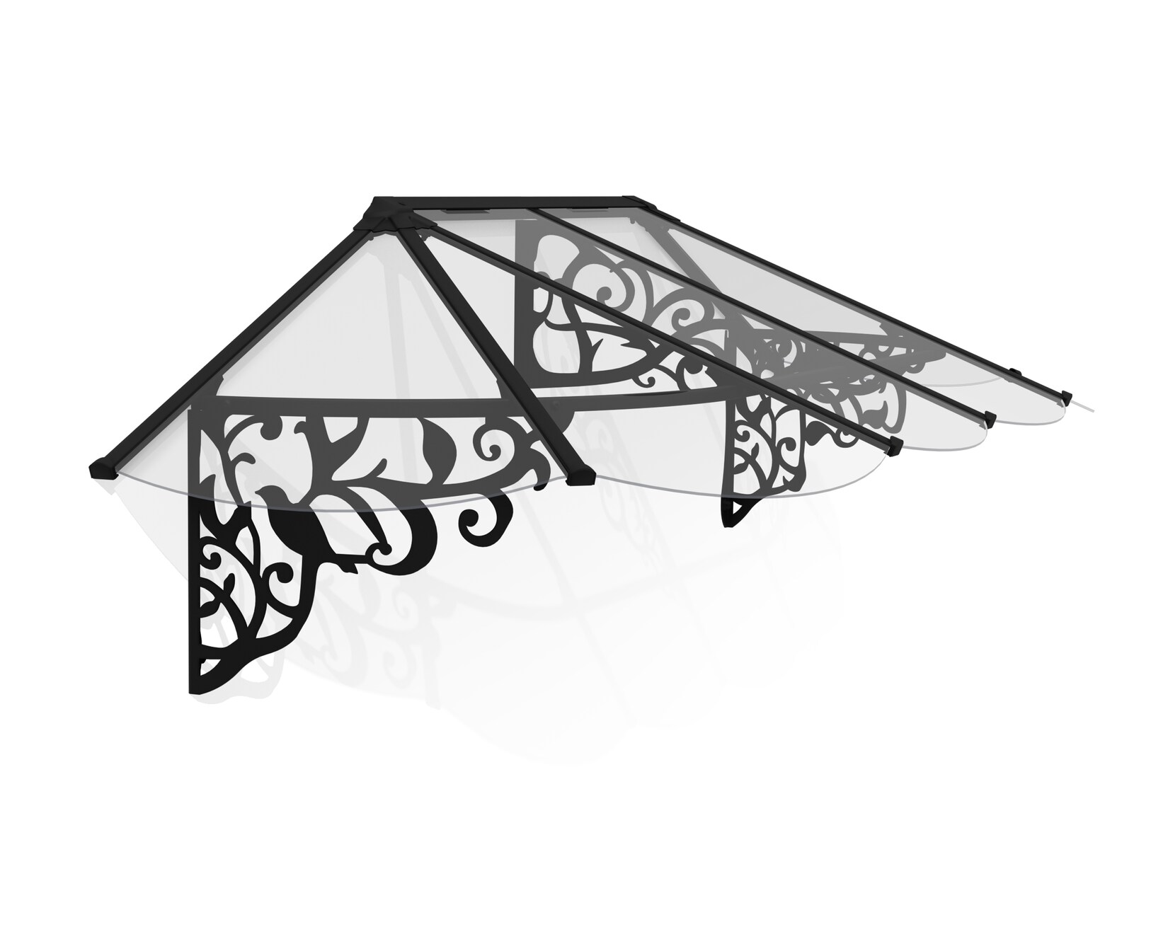 8'9 x 2'11 Palram Canopia Lily 2600 Black Clear Door Canopy (2.67m x 0.88m)