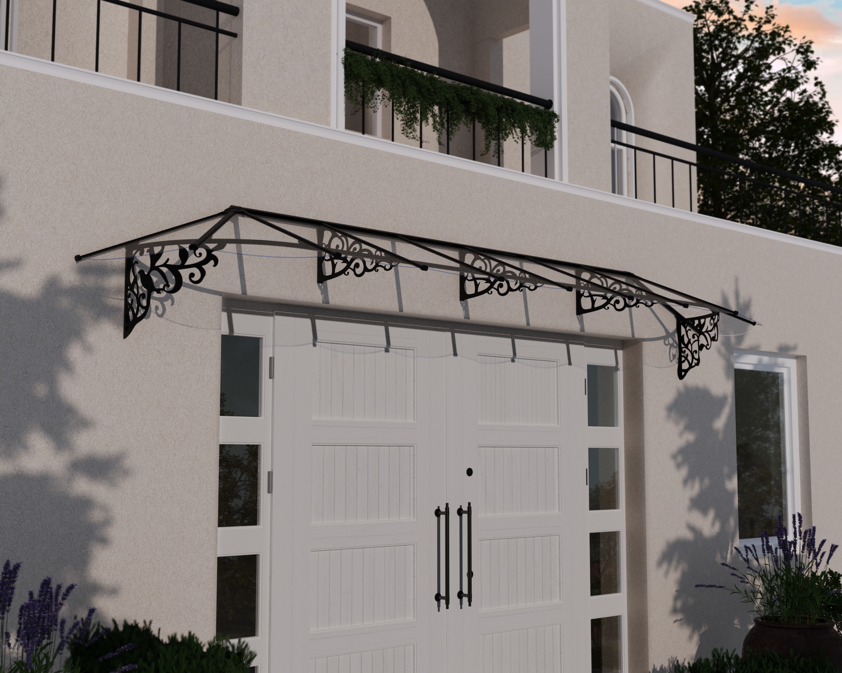 Canopia Vordach Lily 4.73 x 0.9 schwarz klar Pultbogenvordach &Uuml;berdachung 