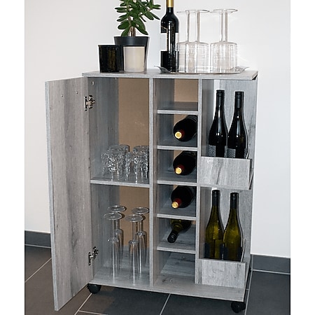 Better Home Flaschenregal Küchenwagen Weinschrank Weinregal mit Rollen grau  37x60x82 cm bei Marktkauf online bestellen