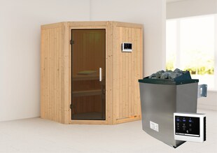 Karibu Sauna "Angel" SET naturbelassen mit 9kW Ofen 