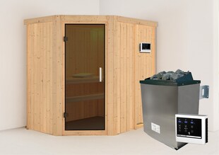 Karibu Sauna "Havasu" SET naturbelassen mit 9kW Ofen 