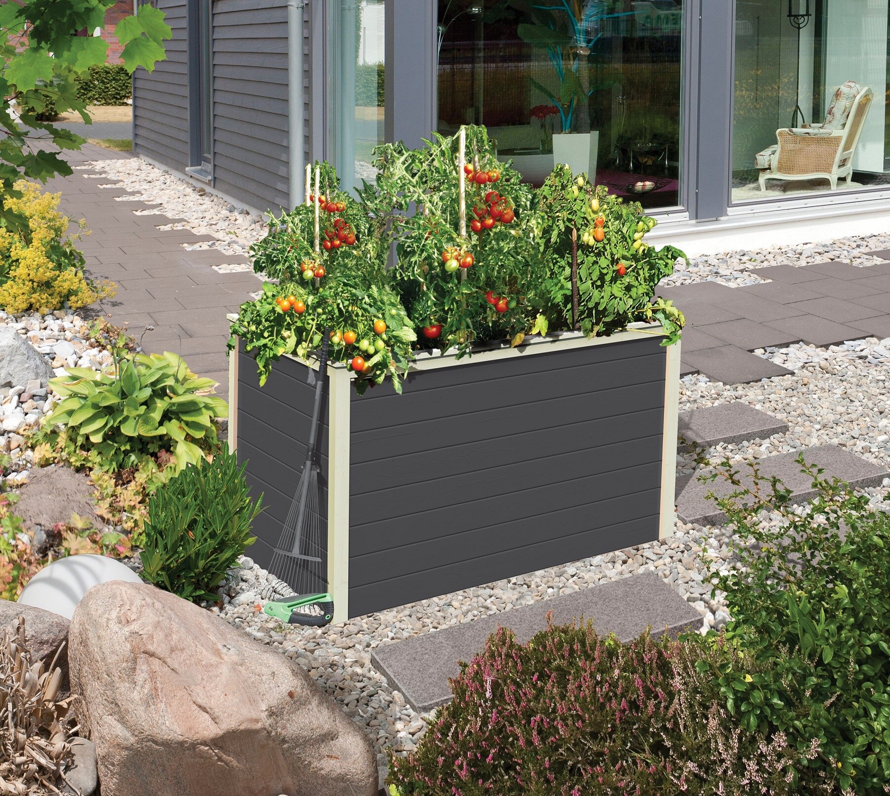 Karibu Hochbeet terragrau 650x980x640 mm Hochbeet Pflanzkasten Fr&uuml;hbeet Gartenbeet 