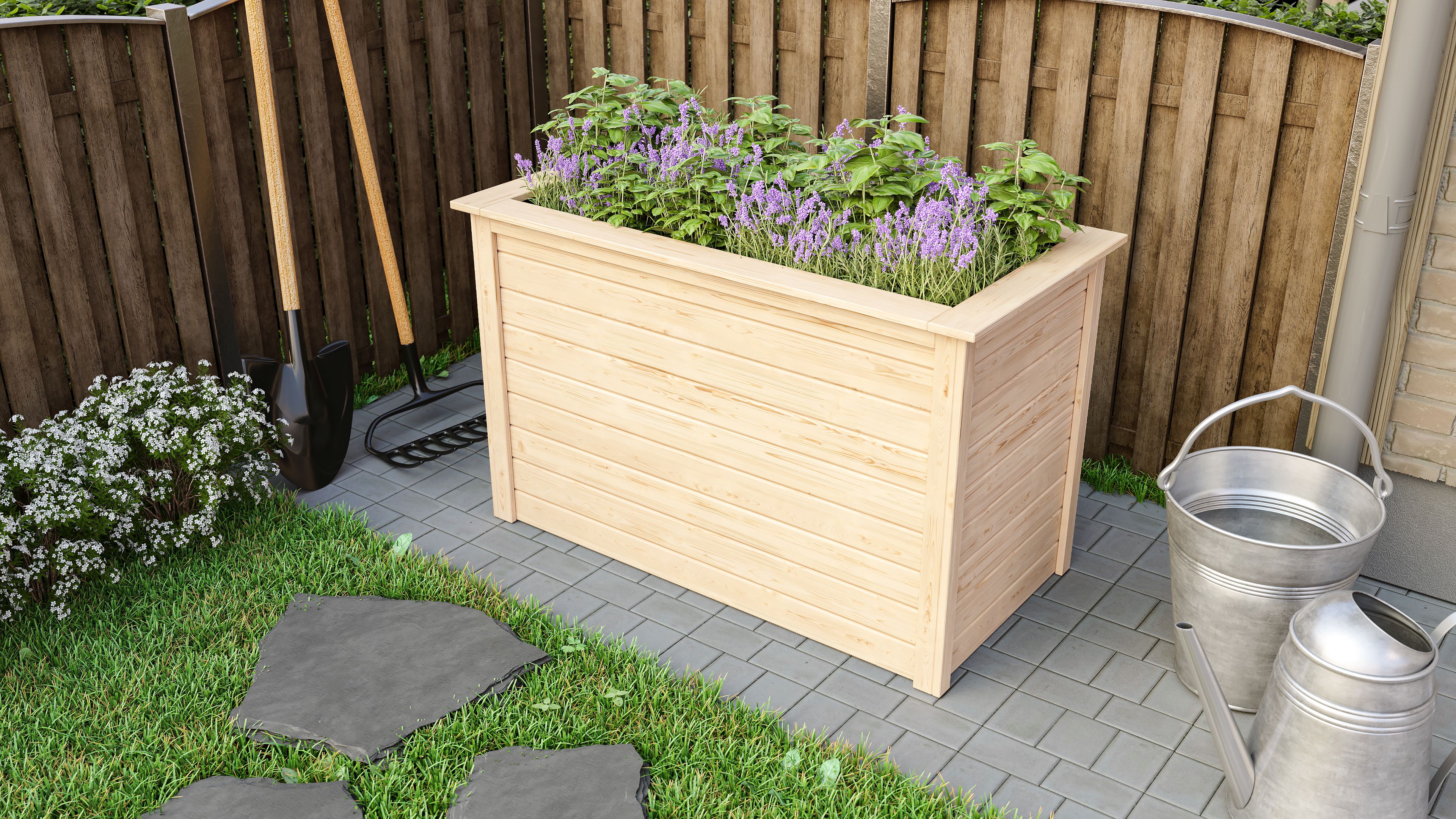 Karibu Hochbeet naturbelassen 690x1330x820 mm Hochbeet Pflanzkasten Fr&uuml;hbeet Gartenbeet 