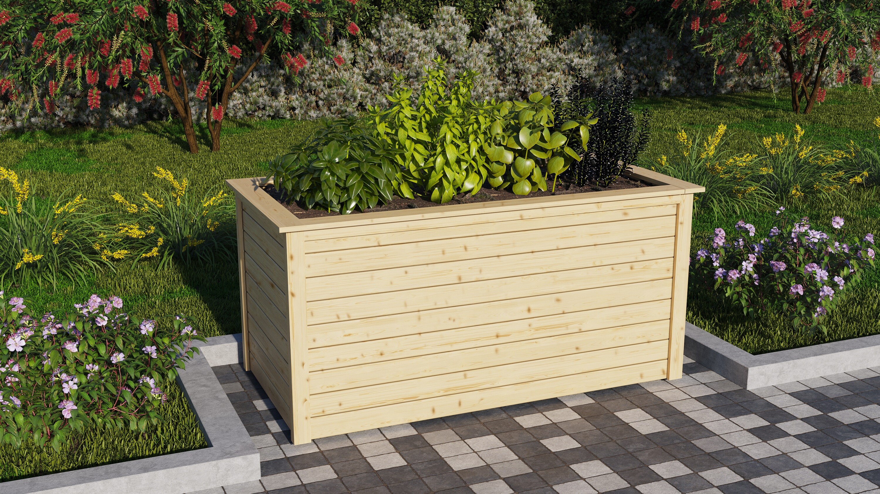 Karibu Hochbeet naturbelassen 890x1730x820 mm Hochbeet Pflanzkasten Fr&uuml;hbeet Gartenbeet 