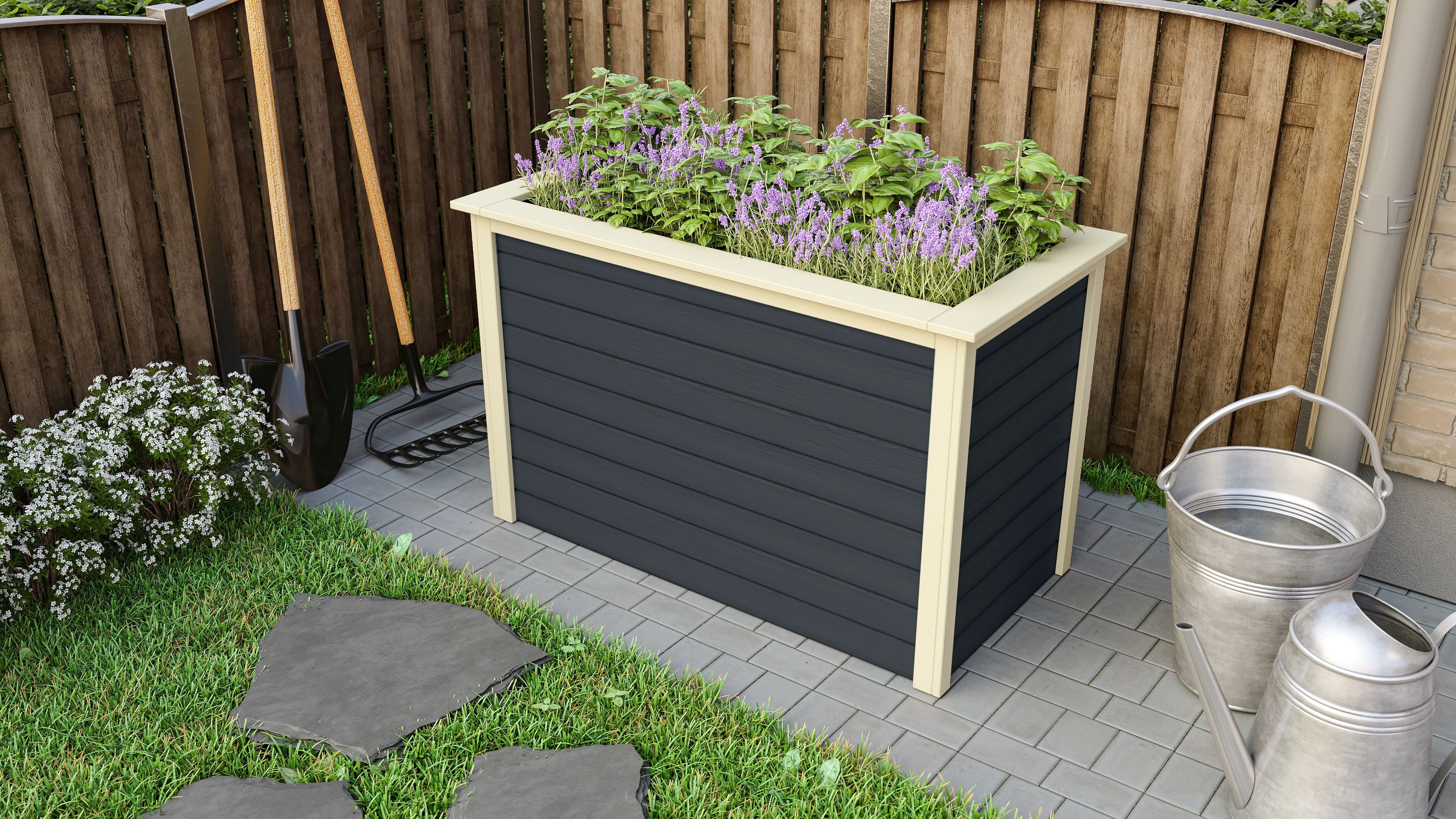 Karibu Hochbeet anthrazit 690x1330x820 mm Hochbeet Pflanzkasten Fr&uuml;hbeet Gartenbeet 