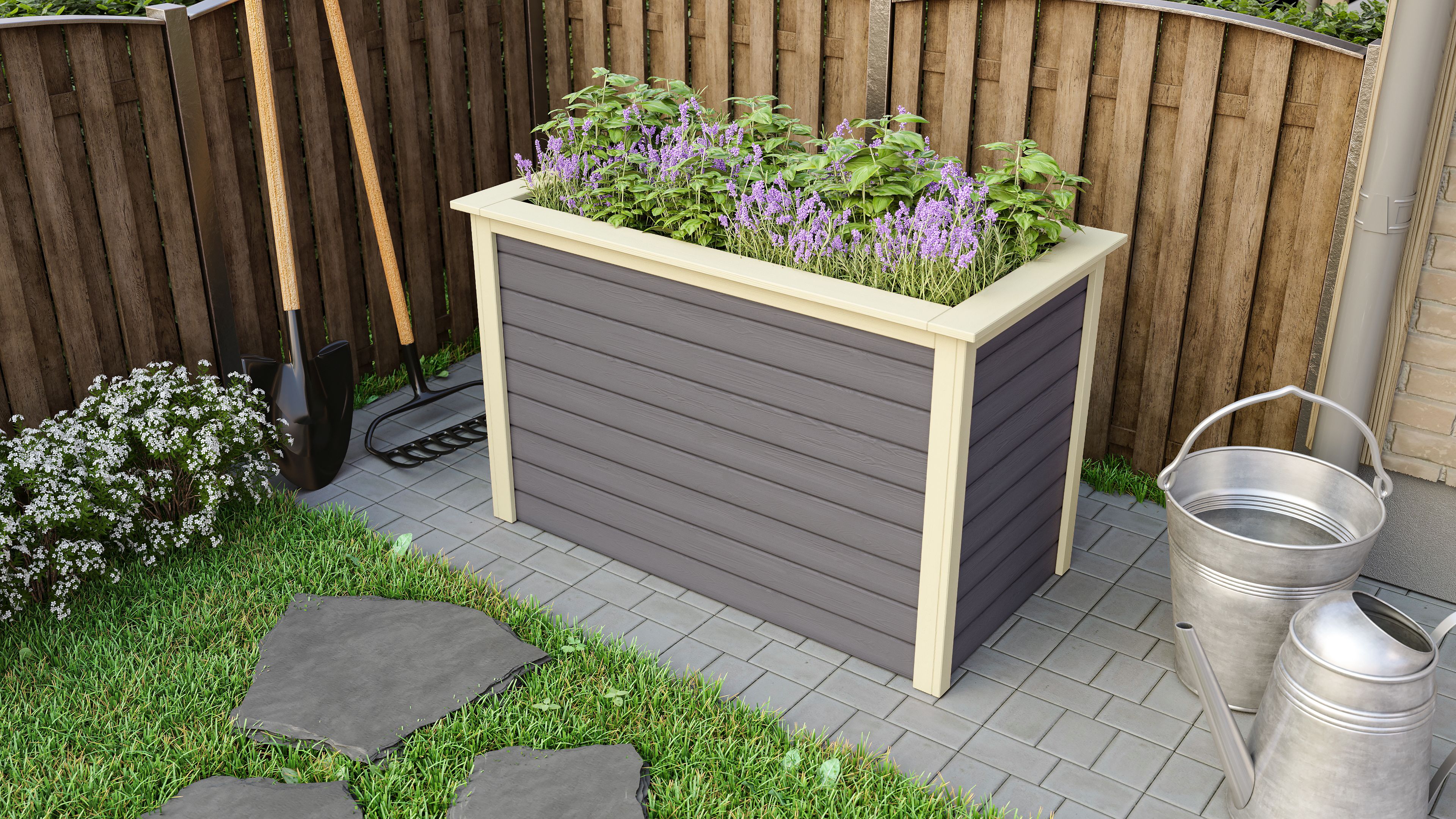 Karibu Hochbeet terragrau 690x1330x820 mm Hochbeet Pflanzkasten Fr&uuml;hbeet Gartenbeet 