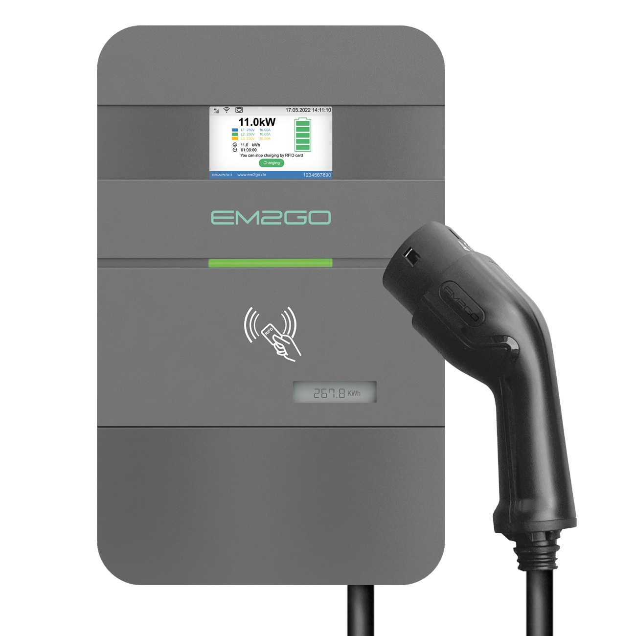 EM2GO AC Wallbox Pro Power 11kW mit Energiez&auml;hler (MID) 