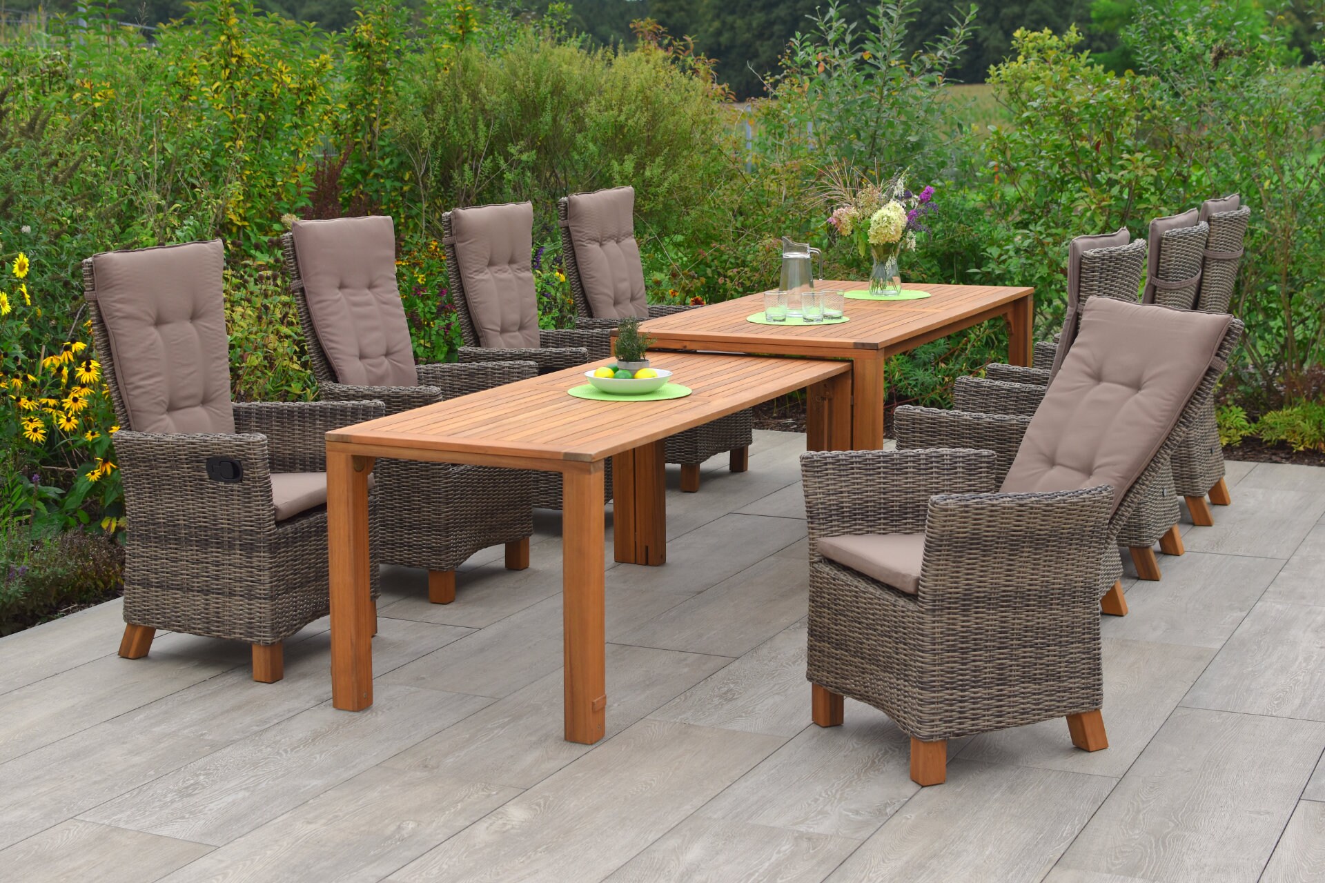 Merxx Toskana Set 9tlg. Flex-Ausziehtisch 