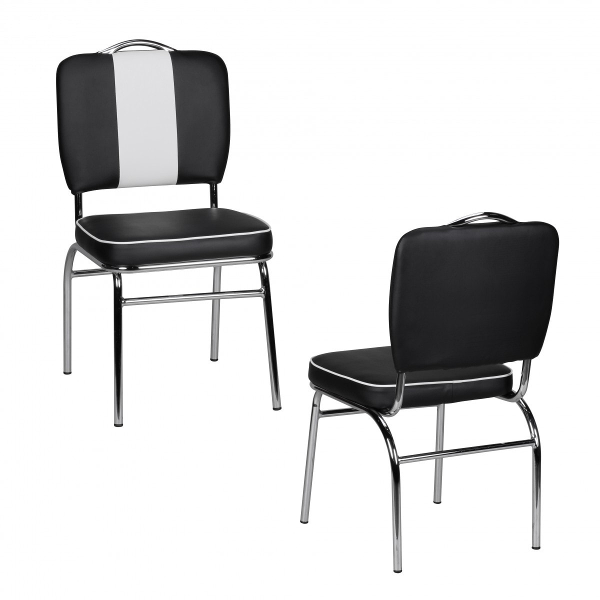 CHILLROI Esszimmerstuhl American Diner 50er Jahre Retro Schwarz Wei&szlig; 